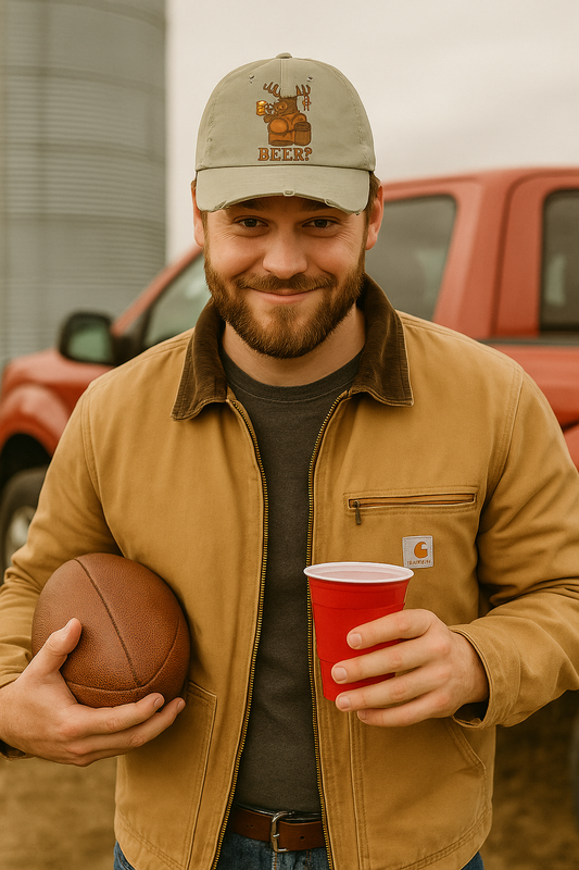 Men's Distressed Beer Cap, Fun Outdoor Hat, Gift for Beer Lovers, Casual Accessory, Unique Party Favor, Bear, Deer, Beer?