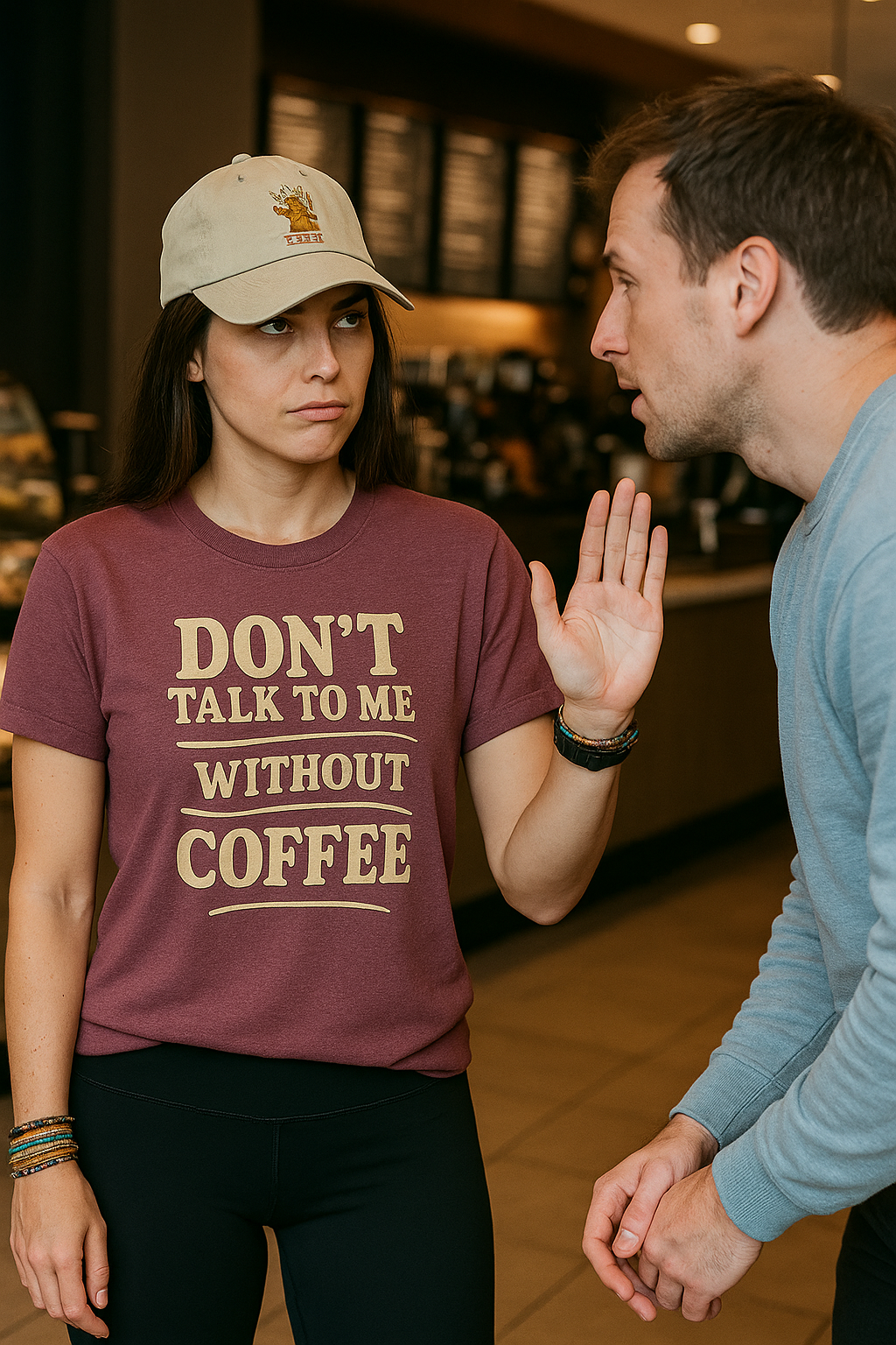 "Don't Talk to Me without Coffee" Funny Coffee Lover's Casual Tee-Shirt