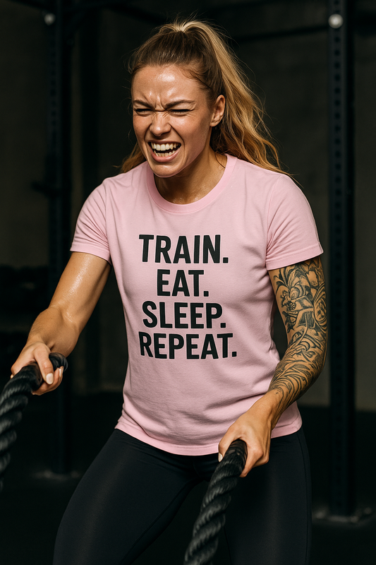 Grit Forge Athletics - Train Eat Sleep Repeat Motivational Fitness Tee-Shirt