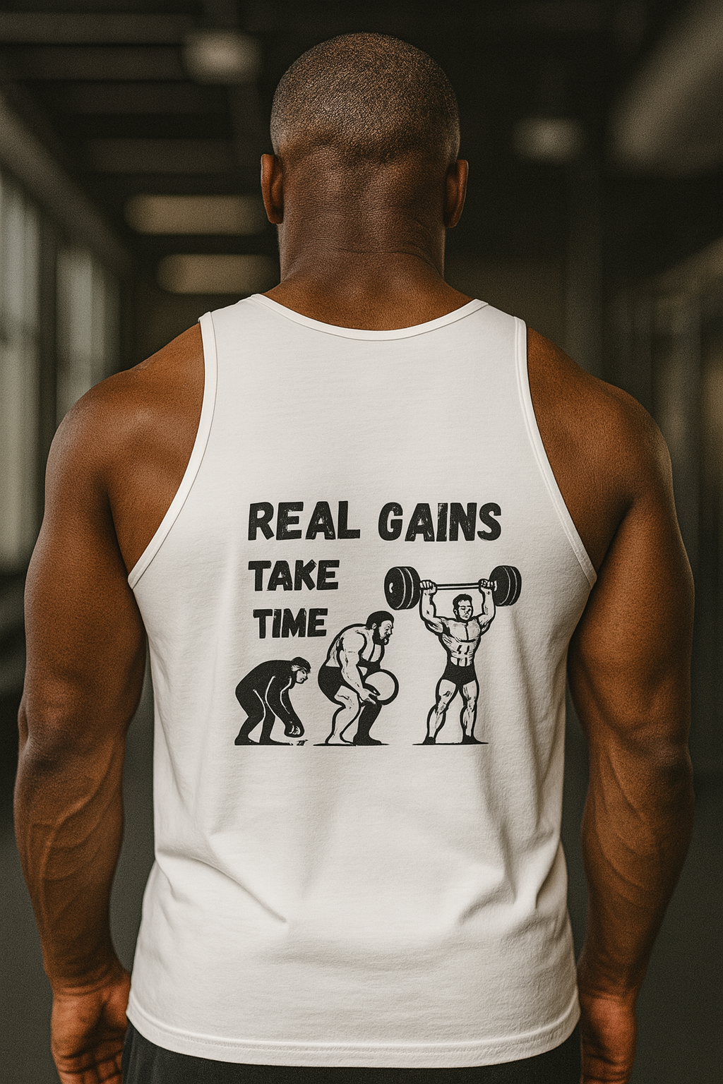 Grit Forge Athletics - "Real Gains Take Time" Weightlifting Tank Top