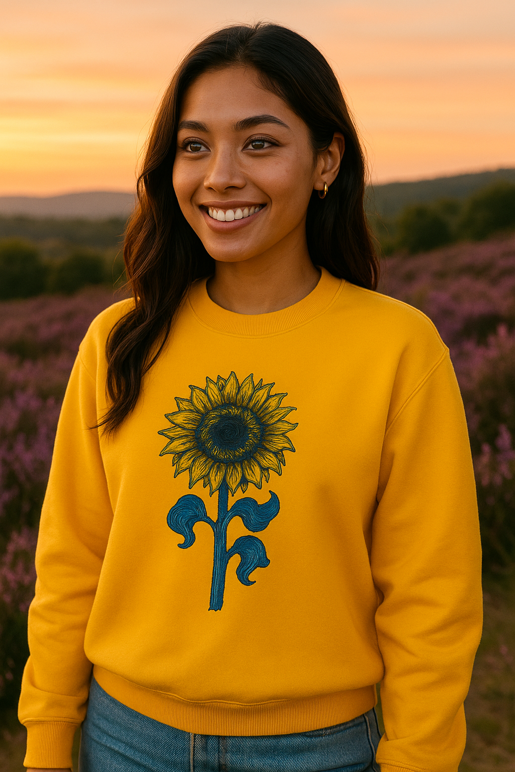 Sunflower Crewneck Cozy Sweatshirt for Her