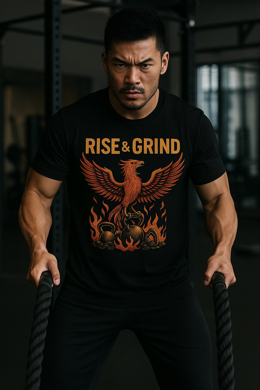 Grit Forge Athletics - "Rise & Grind" Phoenix Softstyle Tee-Shirt for Him or Her
