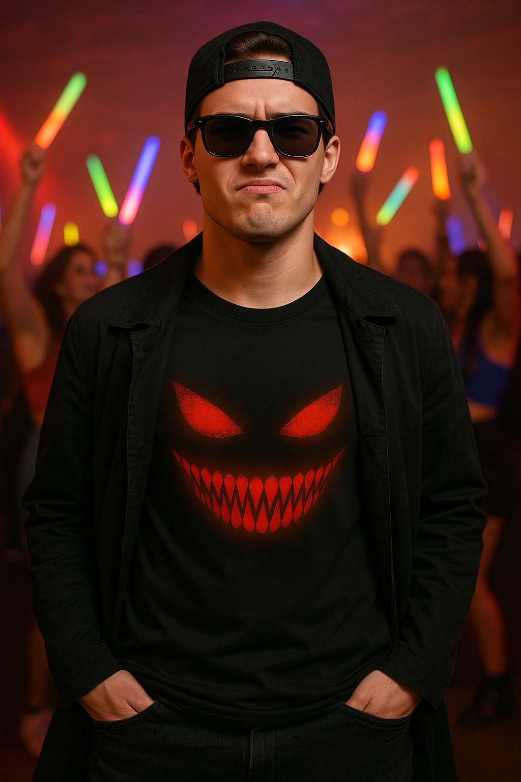 Menacing, Sinister Grin Graphic Halloween T-Shirt