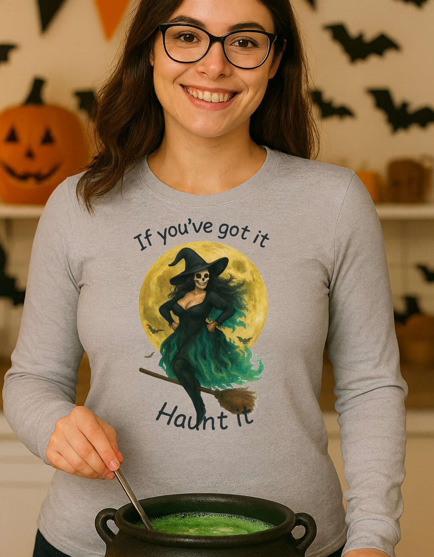 Long Sleeve Witch Halloween Tee, "If You've Got it, Flaunt it"