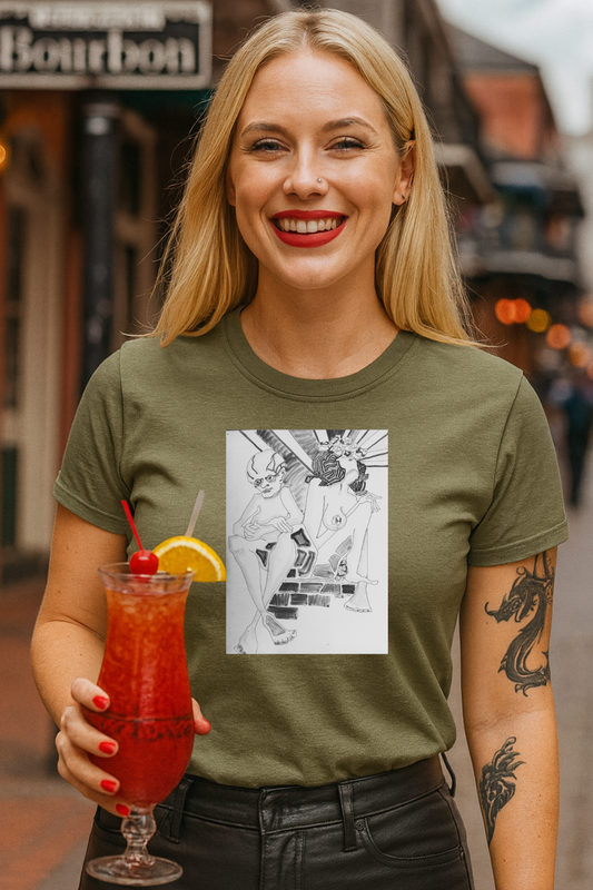 Authentic 1960s Pen and Ink Graphic Tee-Shirt - "Quest for a Smile"