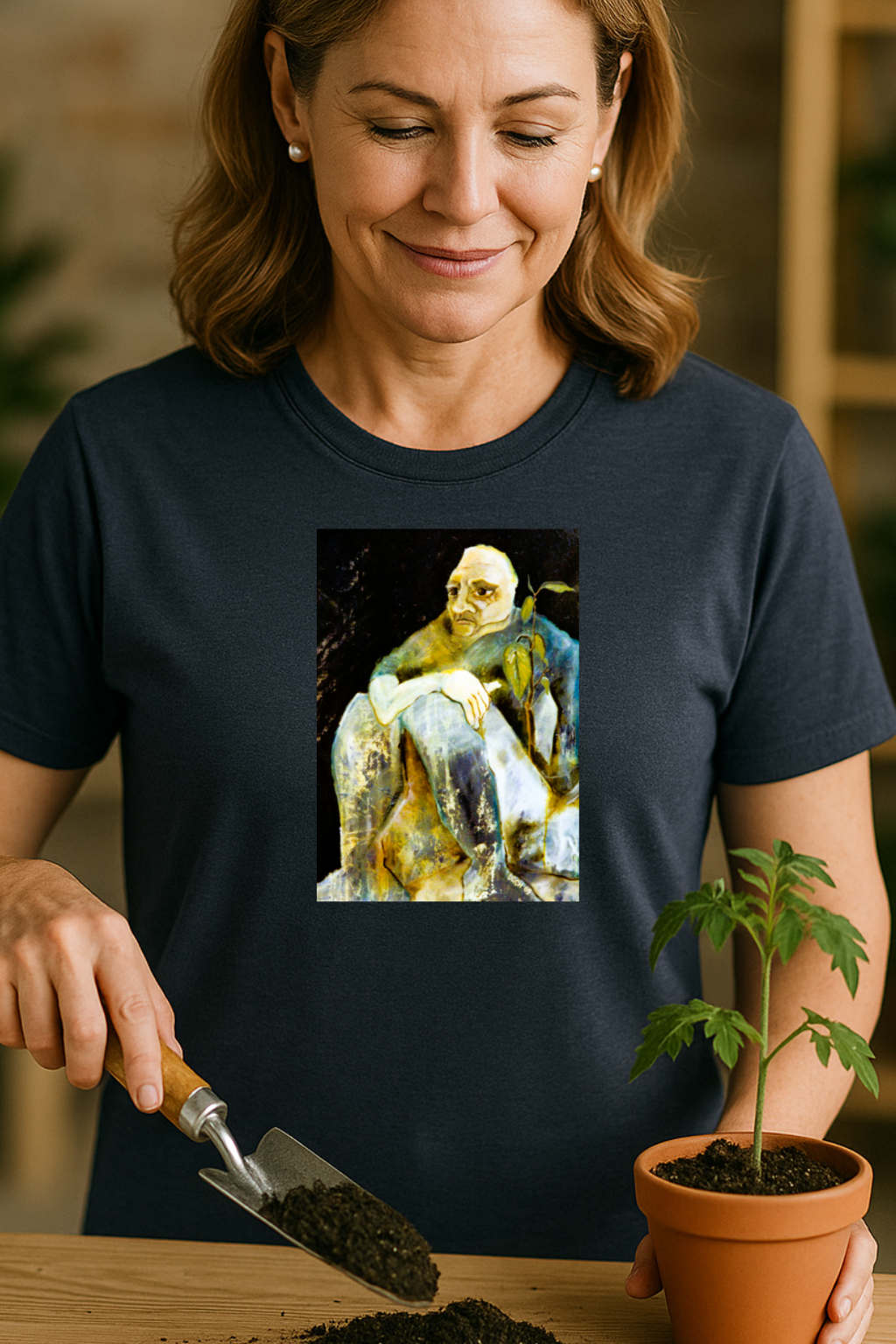 Retro 1960s-Era Authentic Art Tee-Shirt - "Contemplating Shrubbery"