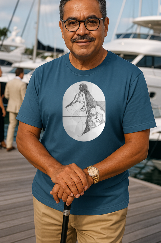 Creative and Whimsical 1960s Pen and Ink Art Tee- "Runes of Regret"