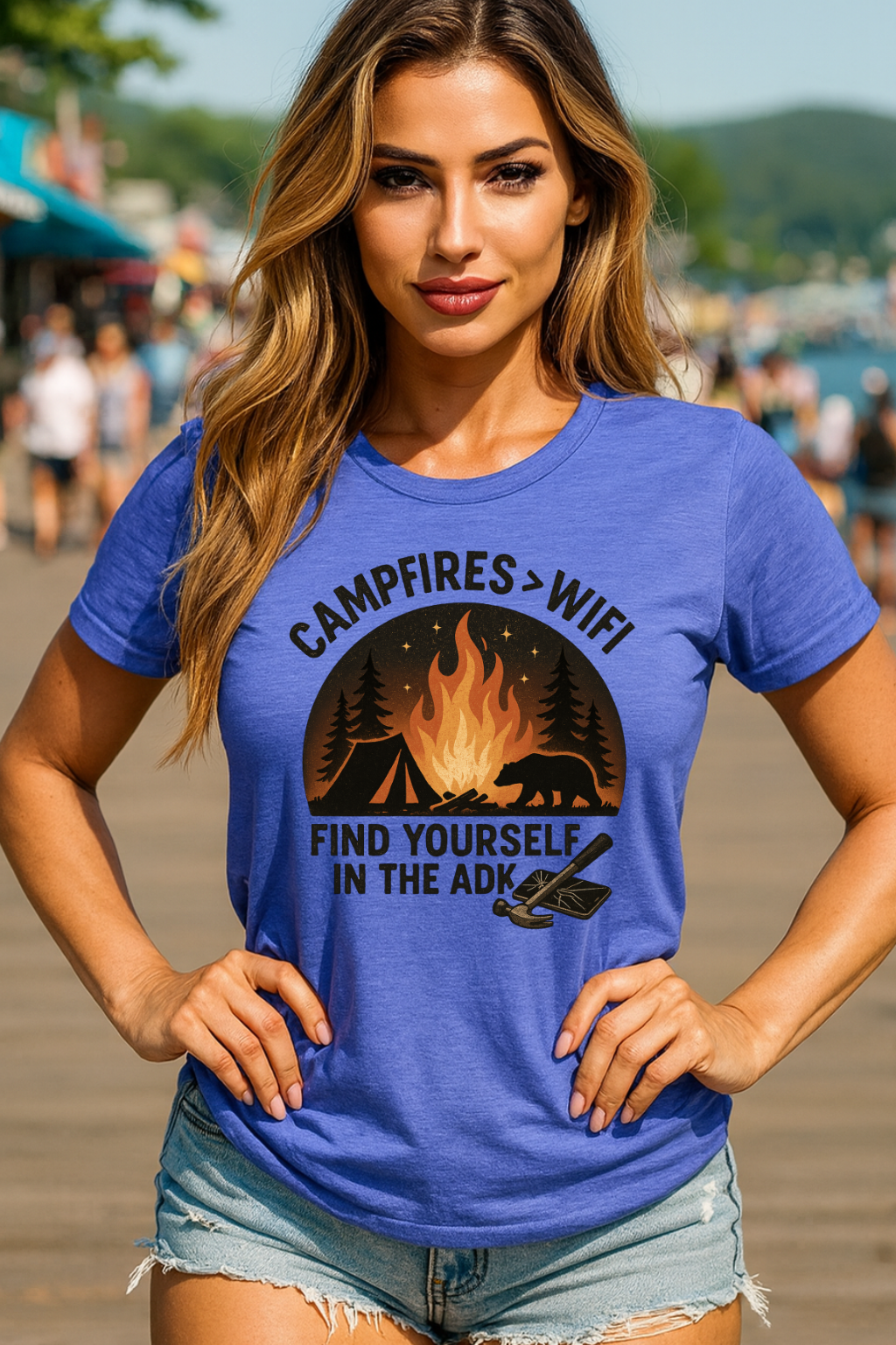 Campfire Over Wifi Vibes Graphic Tee-Shirt