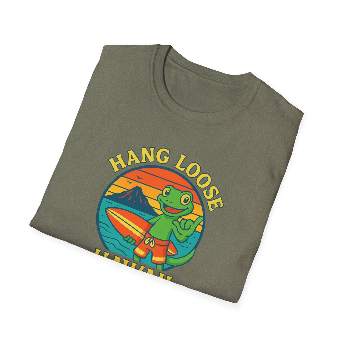 Hawaiian Surf T-Shirt, "Hang Loose Hawaii" Graphic Tee