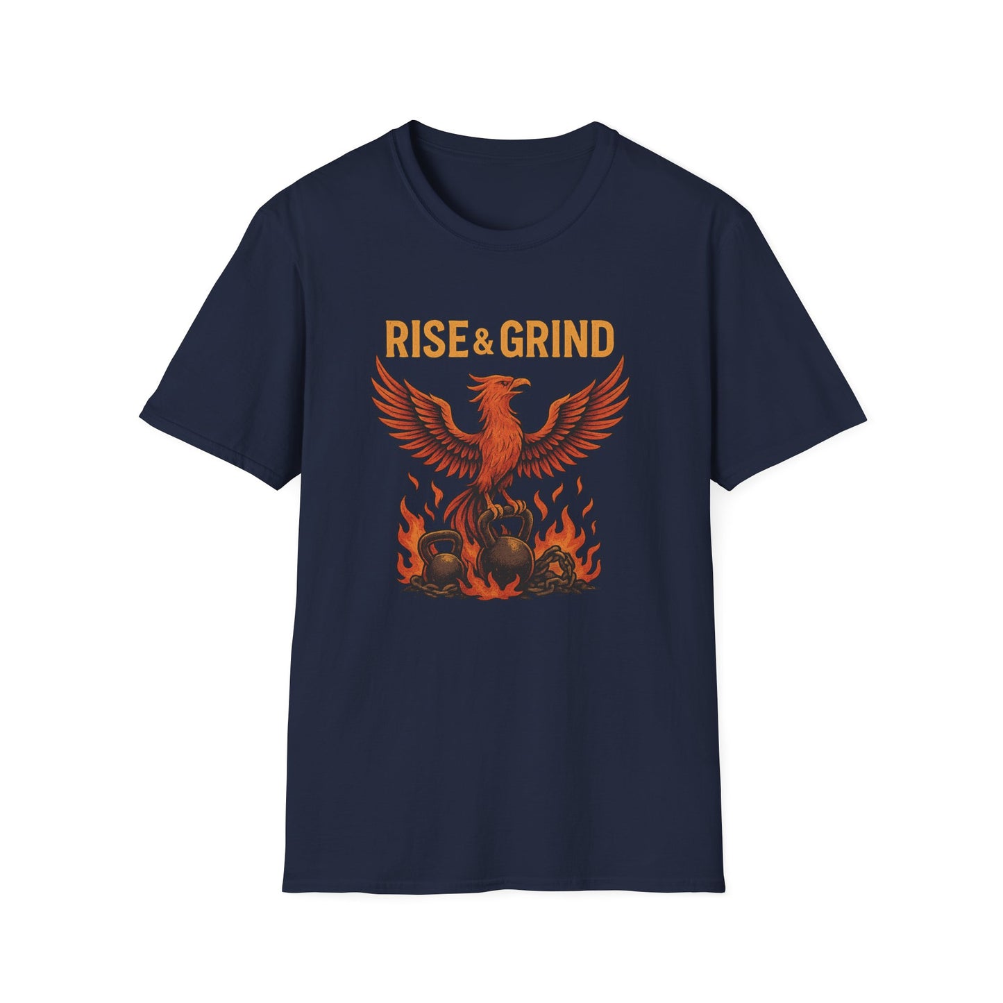 Grit Forge Athletics - "Rise & Grind" Phoenix Softstyle Tee-Shirt for Him or Her