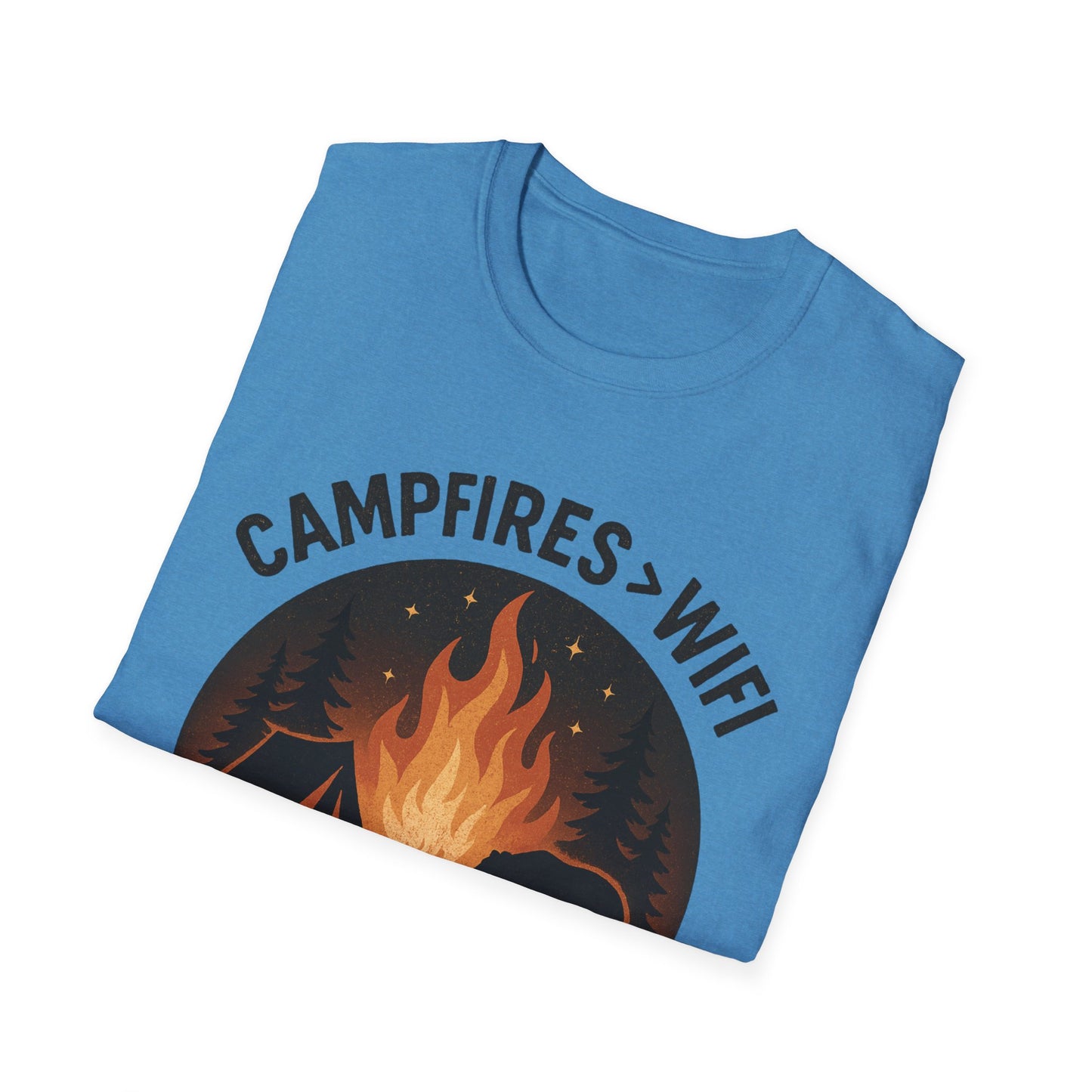 Campfire Over Wifi Vibes Graphic Tee-Shirt