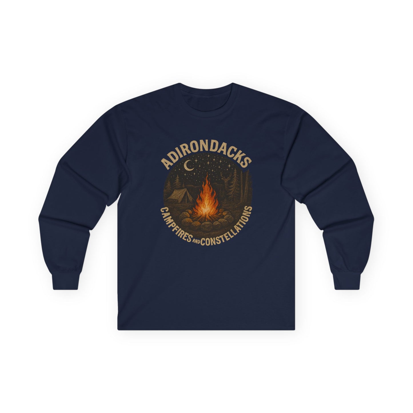 Adirondack Outdoorsman Long Sleeve Tee - "Campfires & Constellations"