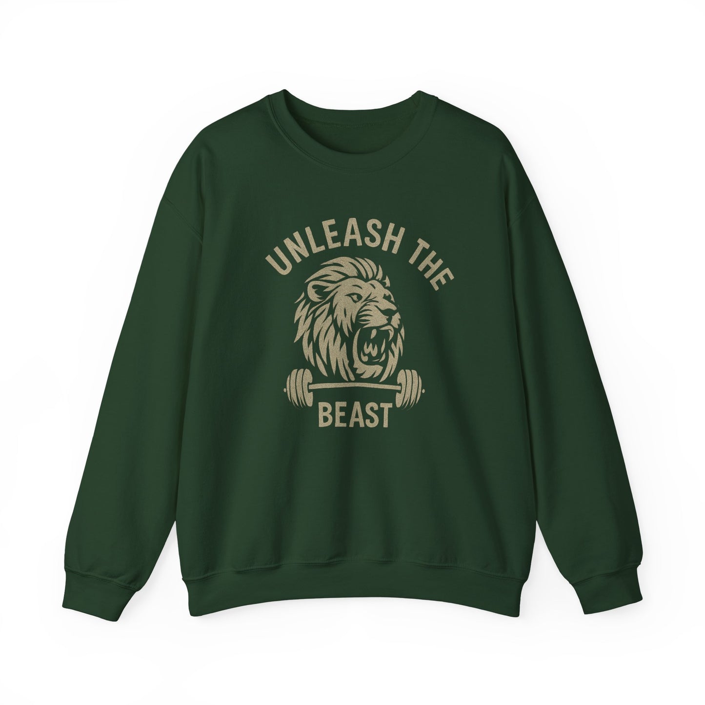 Grit Forge Athletics - Unleash the Beast Motivational Crewneck Sweatshirt