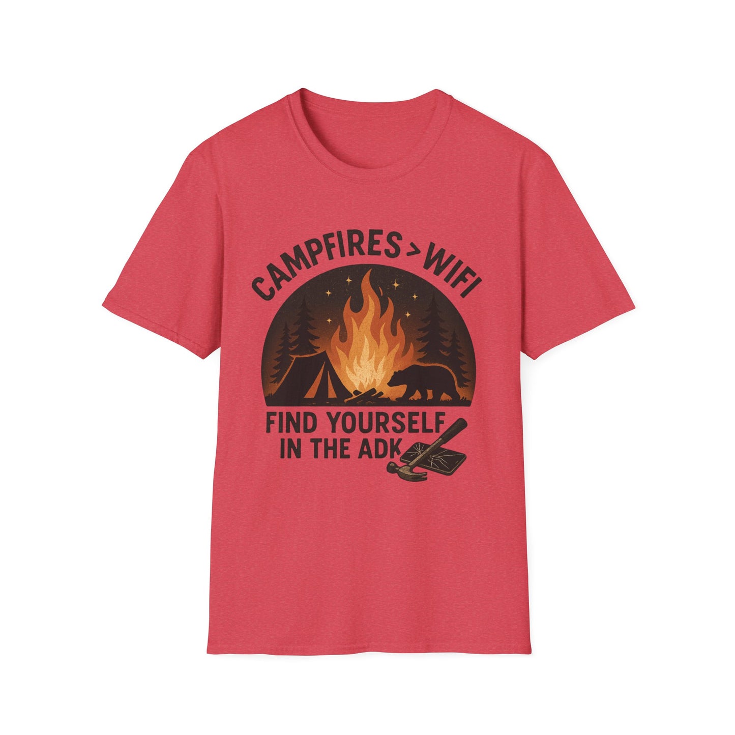 Campfire Over Wifi Vibes Graphic Tee-Shirt