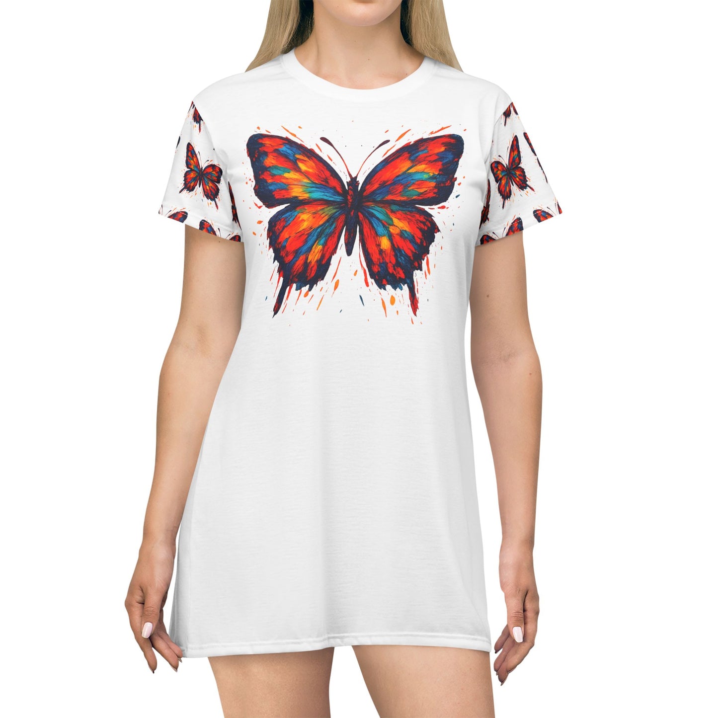 Stunning Colorful Butterfly Bedtime Tee Shirt Dress