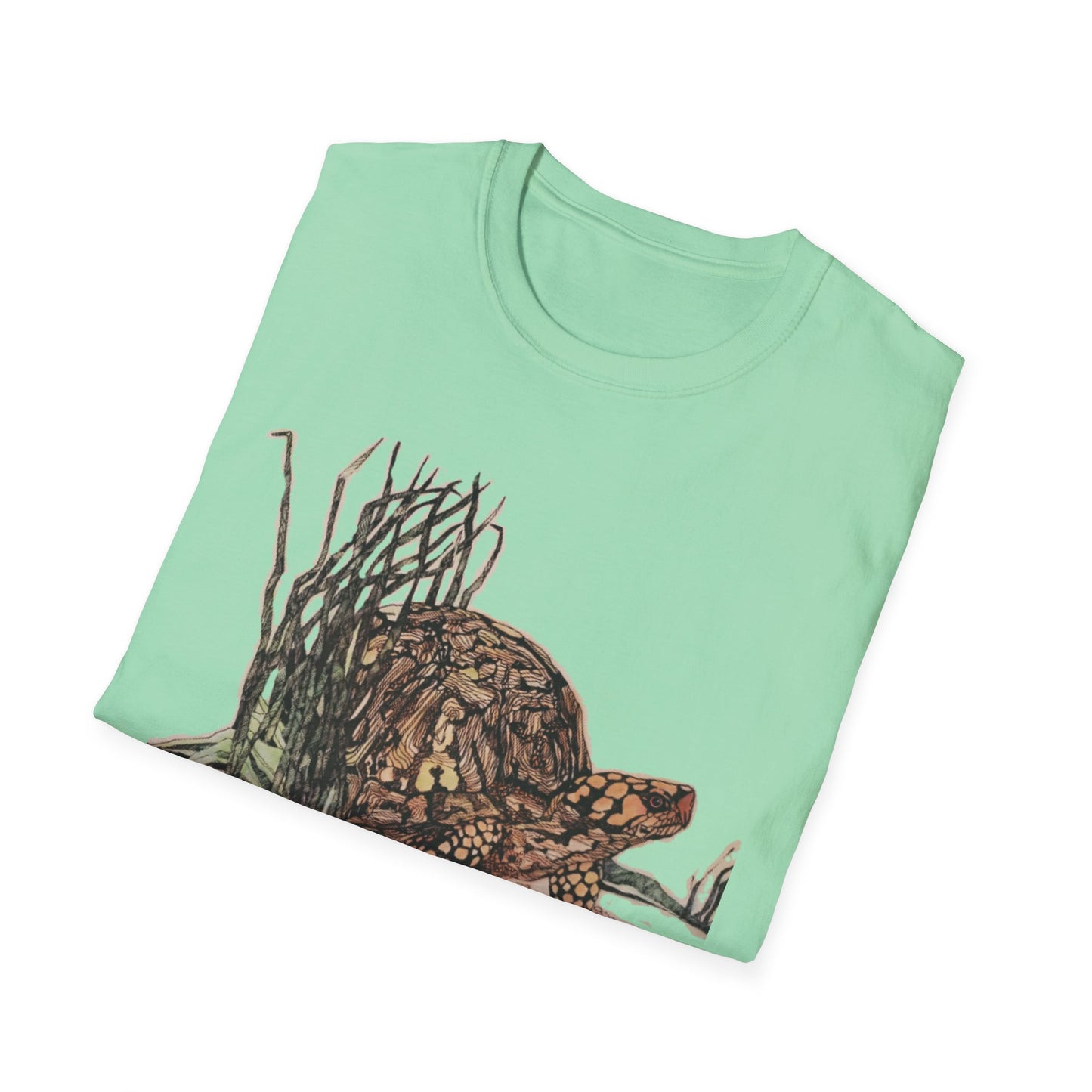 Custom Pen and Ink Artwork, Nature Scene Tee-Shirt - "Turtle Run"