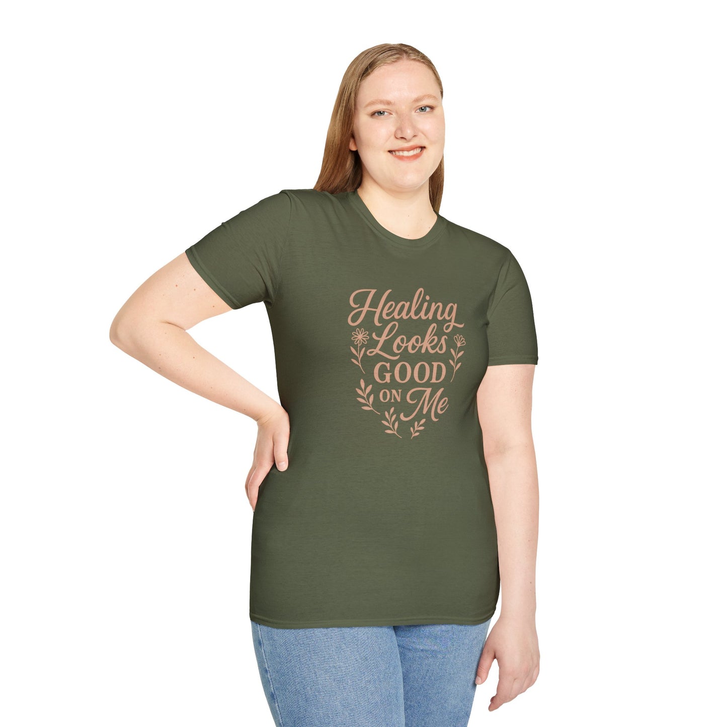 "Healing Looks Good on Me" Softstyle Positivity Tee-Shirt