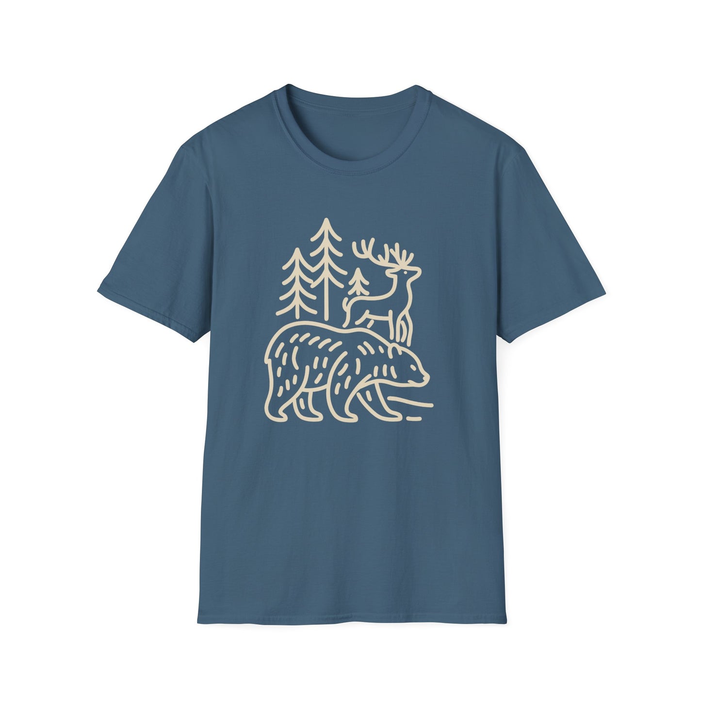 Deer, Bear, Nature, Hiking Wild Animal Graphic Tee for Outdoor Lovers