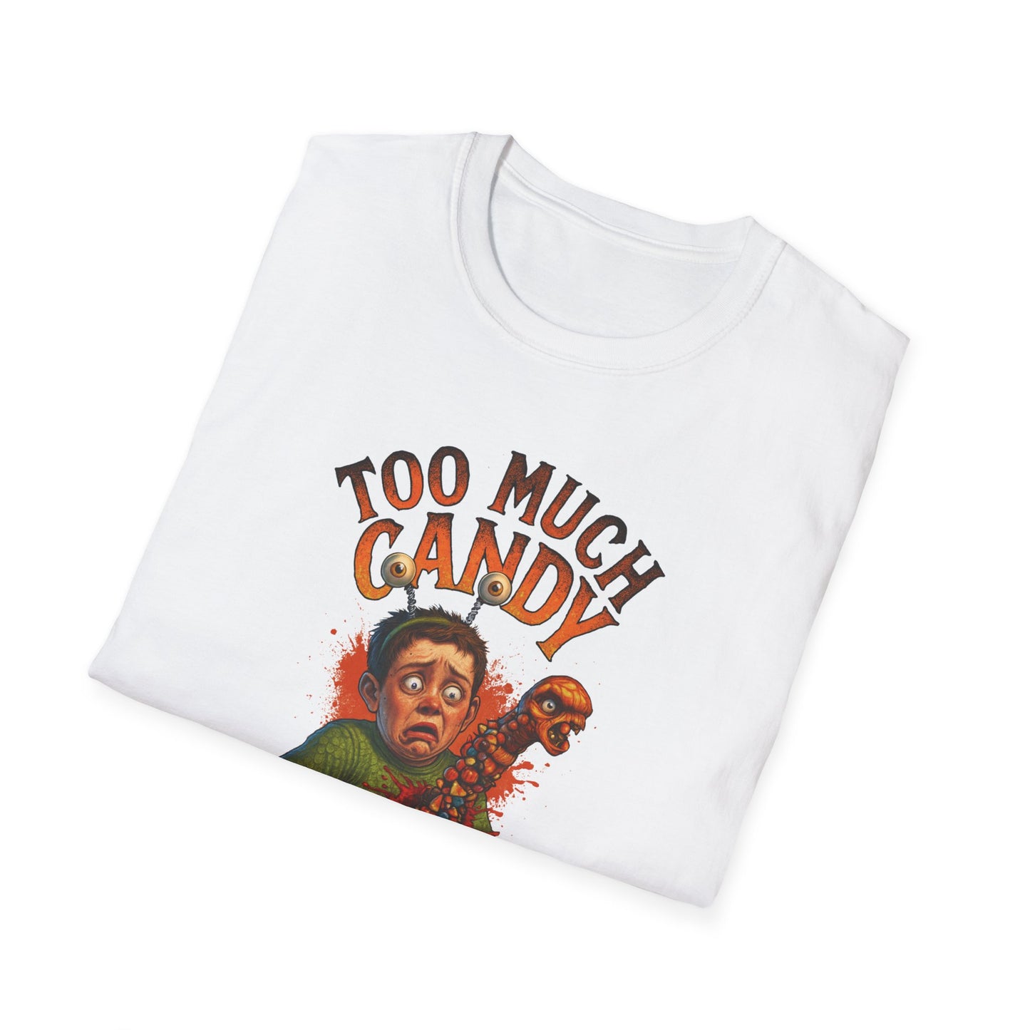 Halloween Alien Chest Buster "Too Much Candy" Graphic Tee Shirt