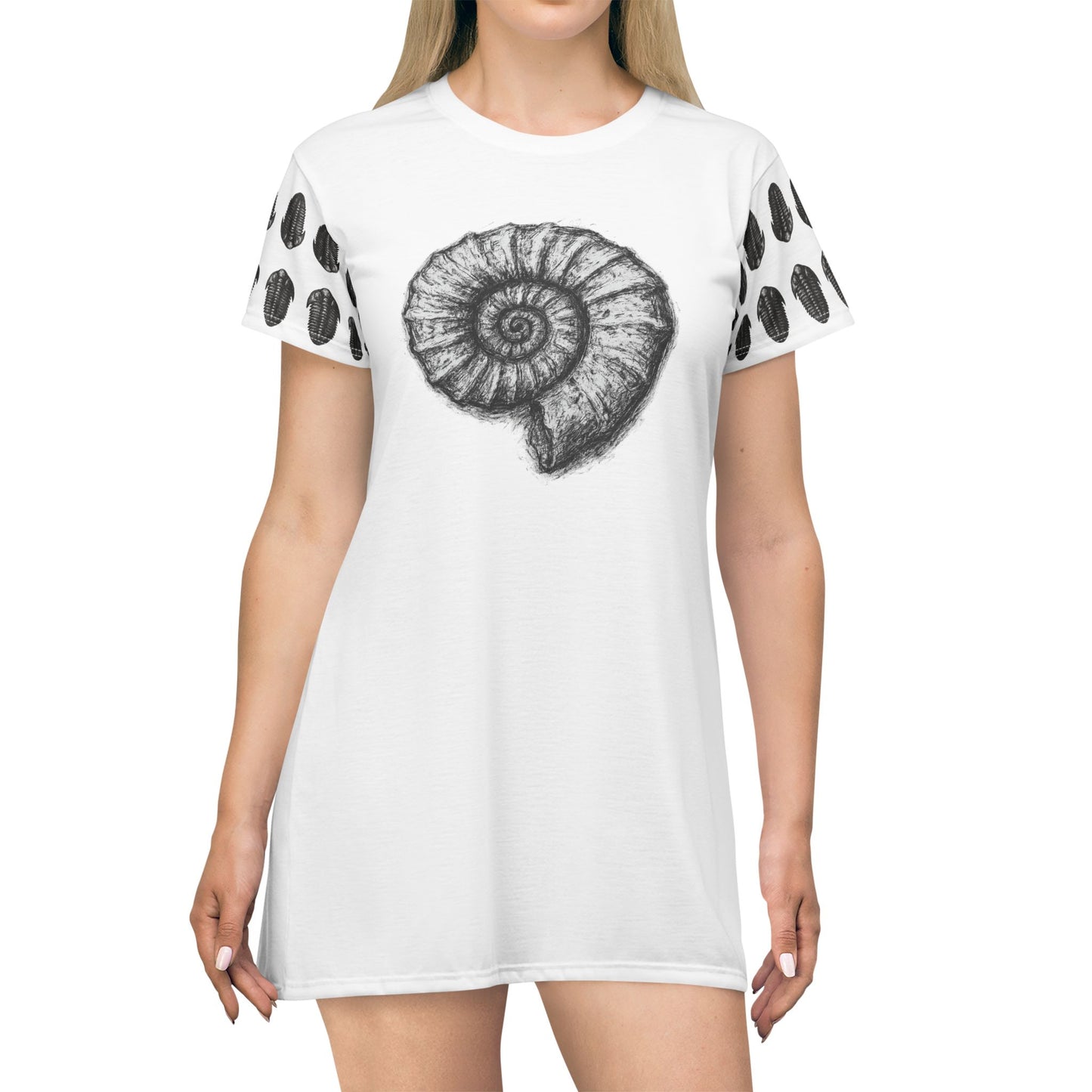 Ammonite & Trilobite Fossil Lover's Tee-Shirt Bed Dress