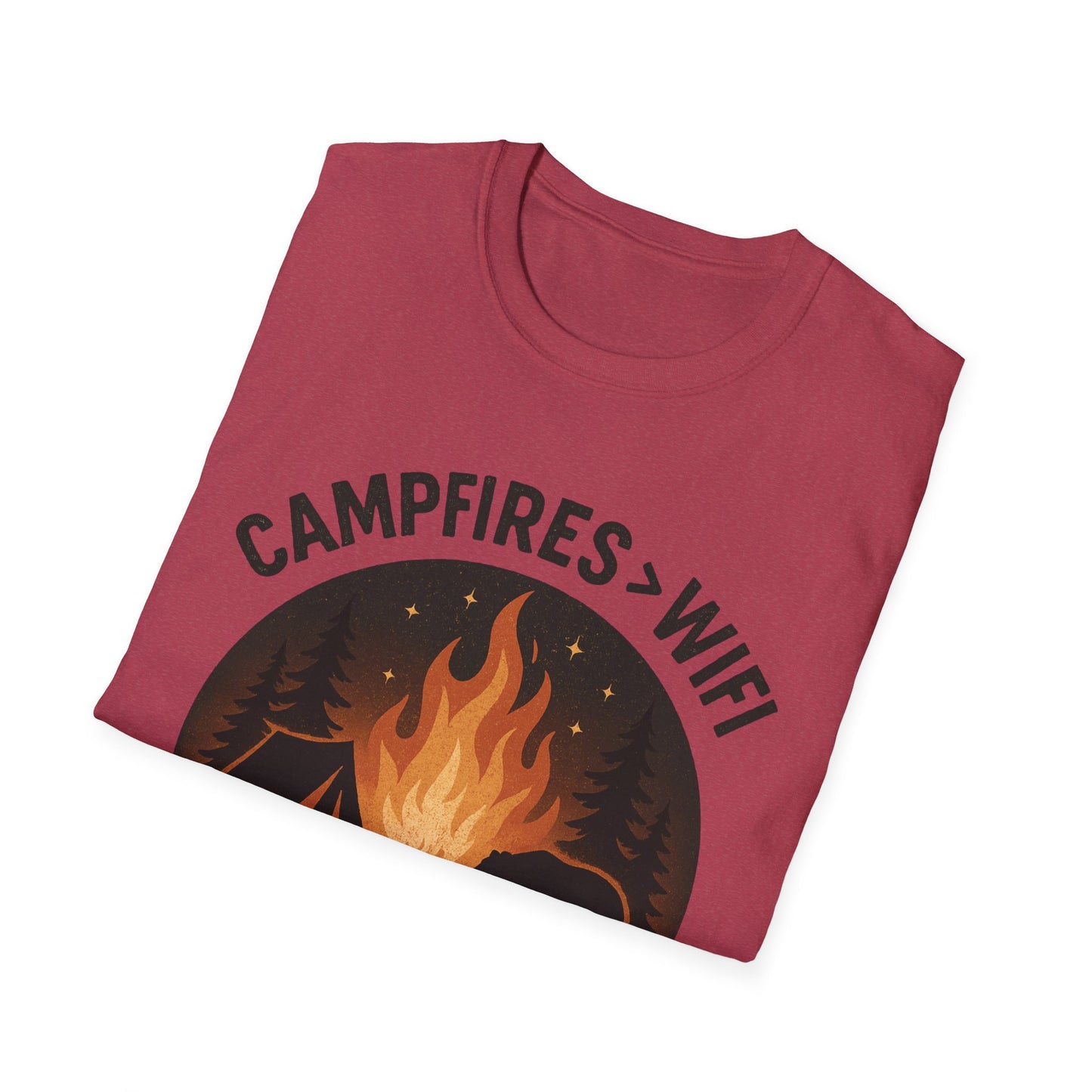 Campfire Over Wifi Vibes Graphic Tee-Shirt