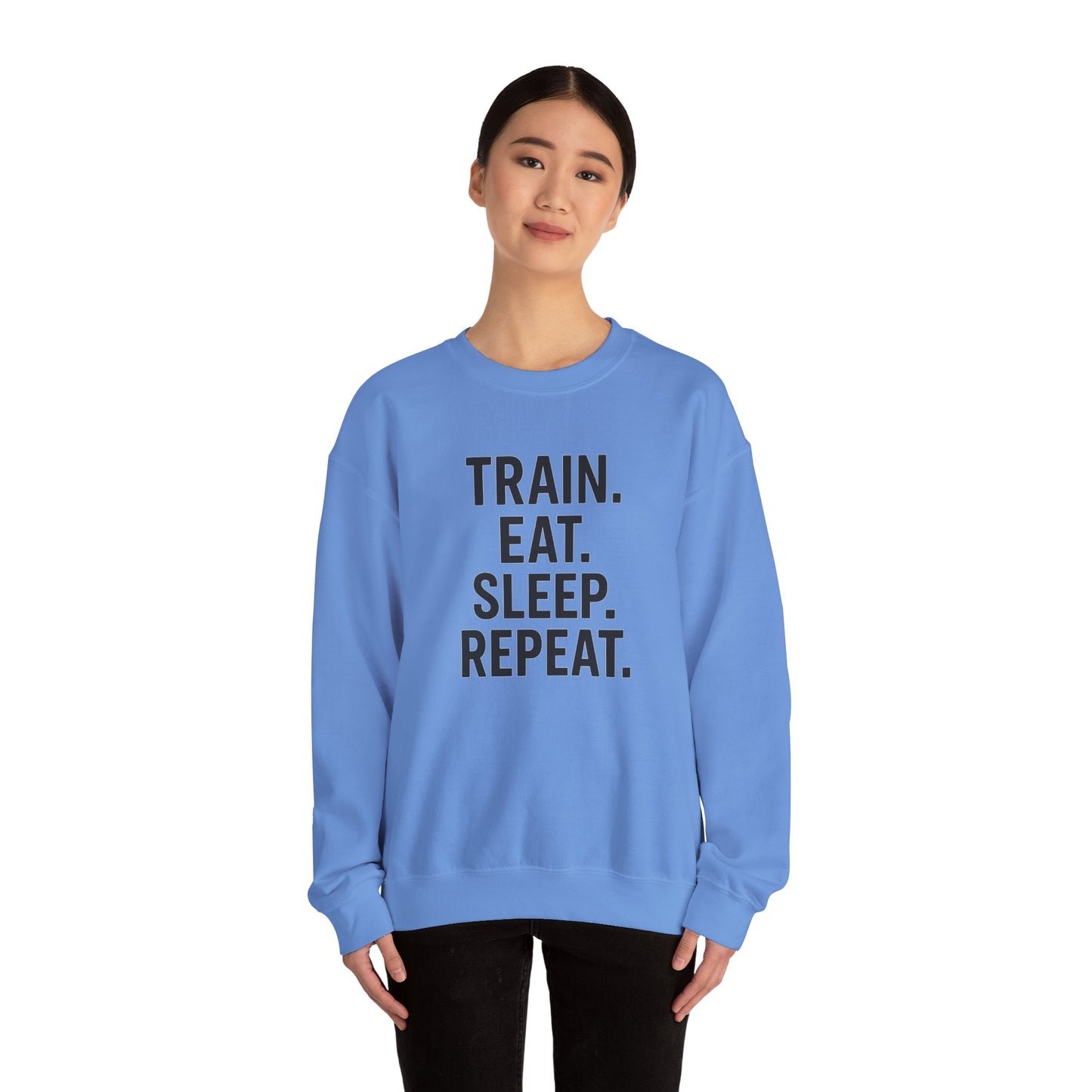 Grit Forge Athletics - "Train. Eat. Sleep. Repeat." Motivational Crewneck Sweatshirt
