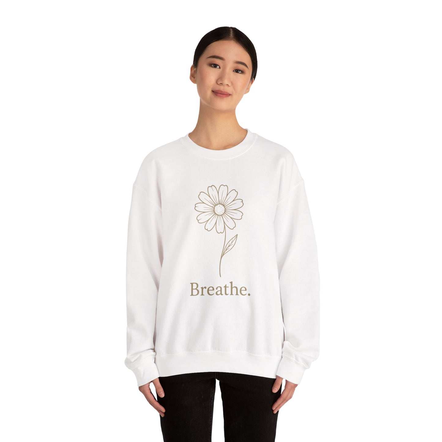 Breathe Floral Relaxed Fit Inspirational Crewneck Sweatshirt