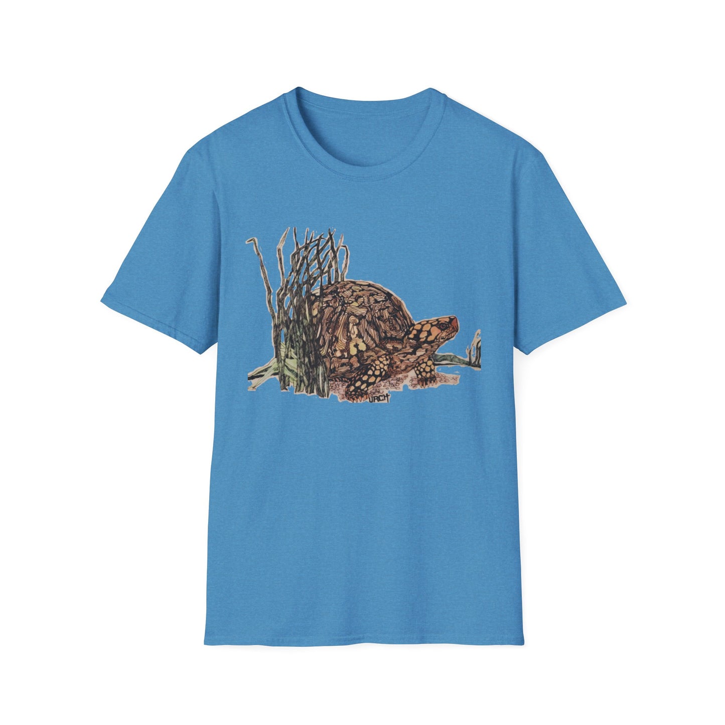 Custom Pen and Ink Artwork, Nature Scene Tee-Shirt - "Turtle Run"