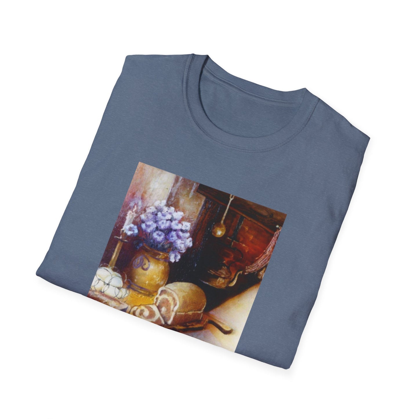 Charming 1960s-Era Original Art Tee Shirt - "Countryside Hearth"