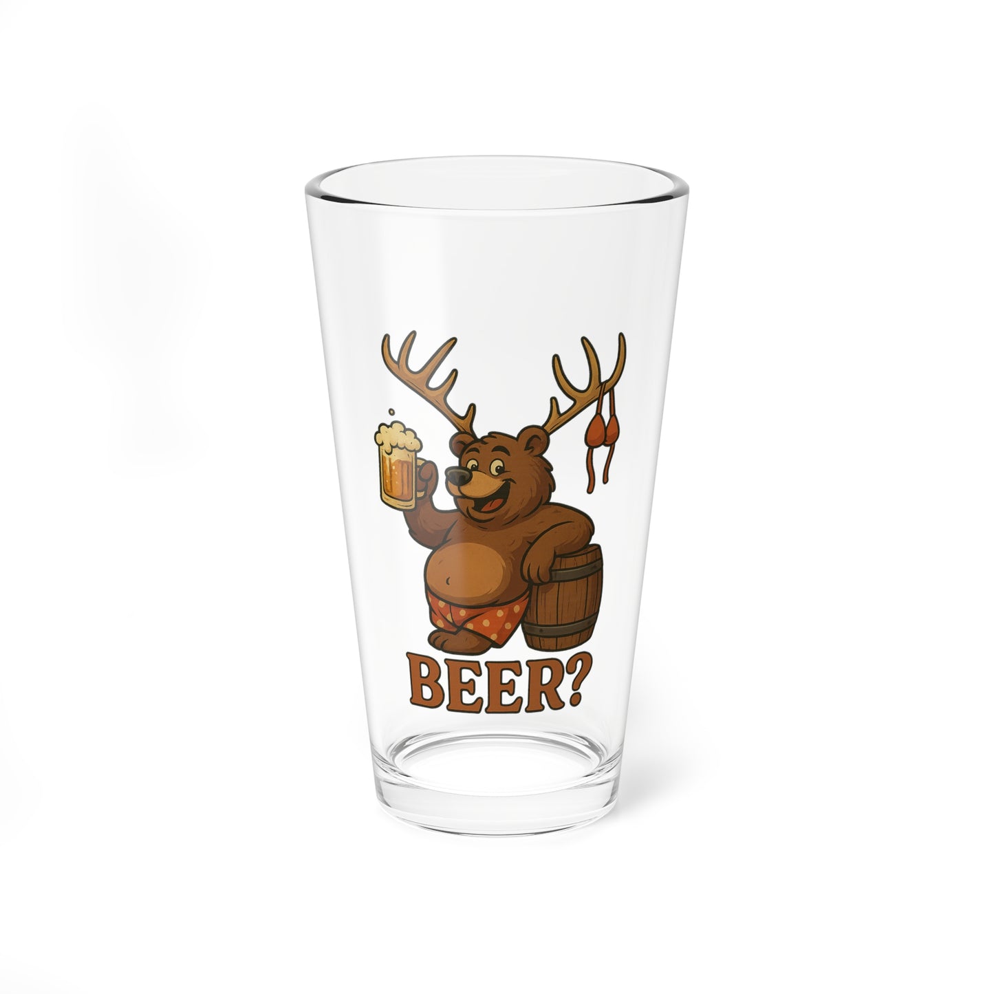 Funny Beer Mixing Glass, 16oz Beer Lover Gift, Craft Beer Glass, Unique Barware, Cute Animal Design, Perfect for Parties