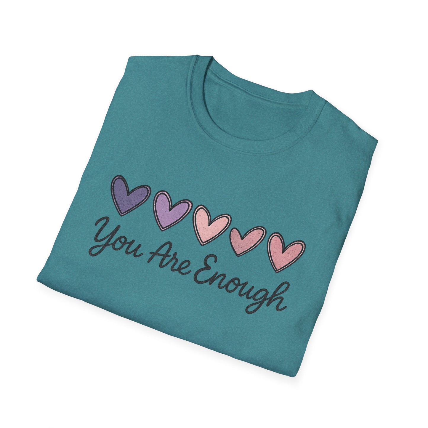 "You Are Enough" Hearts Graphic Women's Softstyle T-Shirt