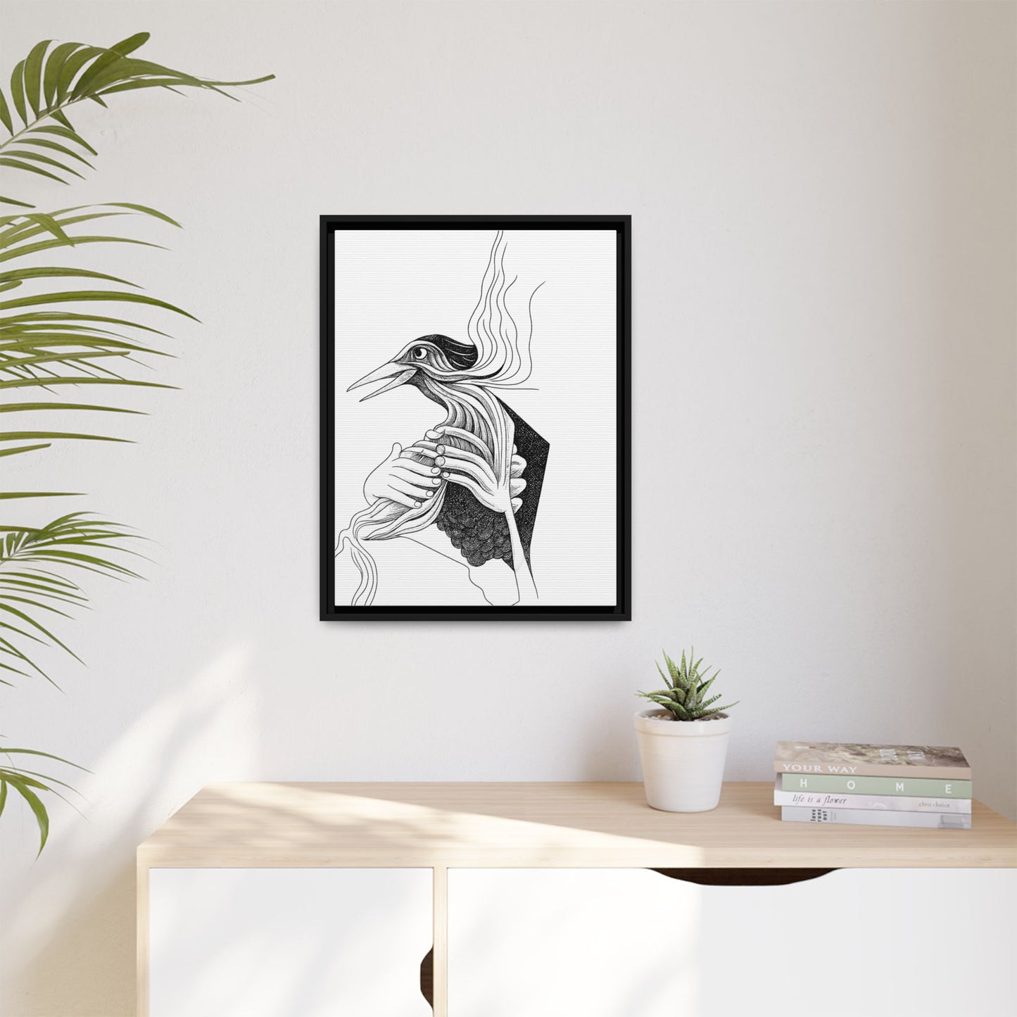 Original 1960s-Era Pen and Ink Print - "Loki's Featherbed"