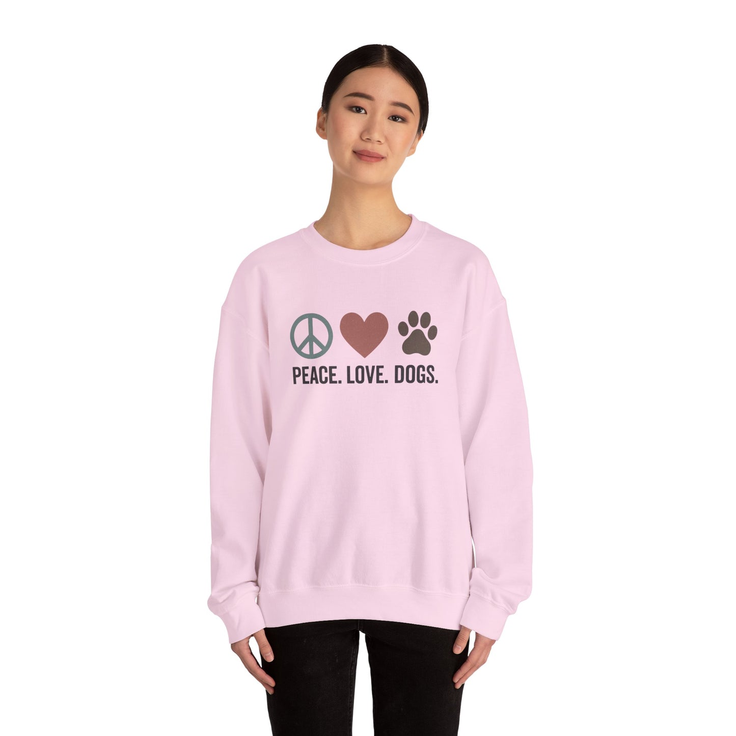"Peace Love Dogs" Cozy Pet Lover's Crewneck Sweatshirt