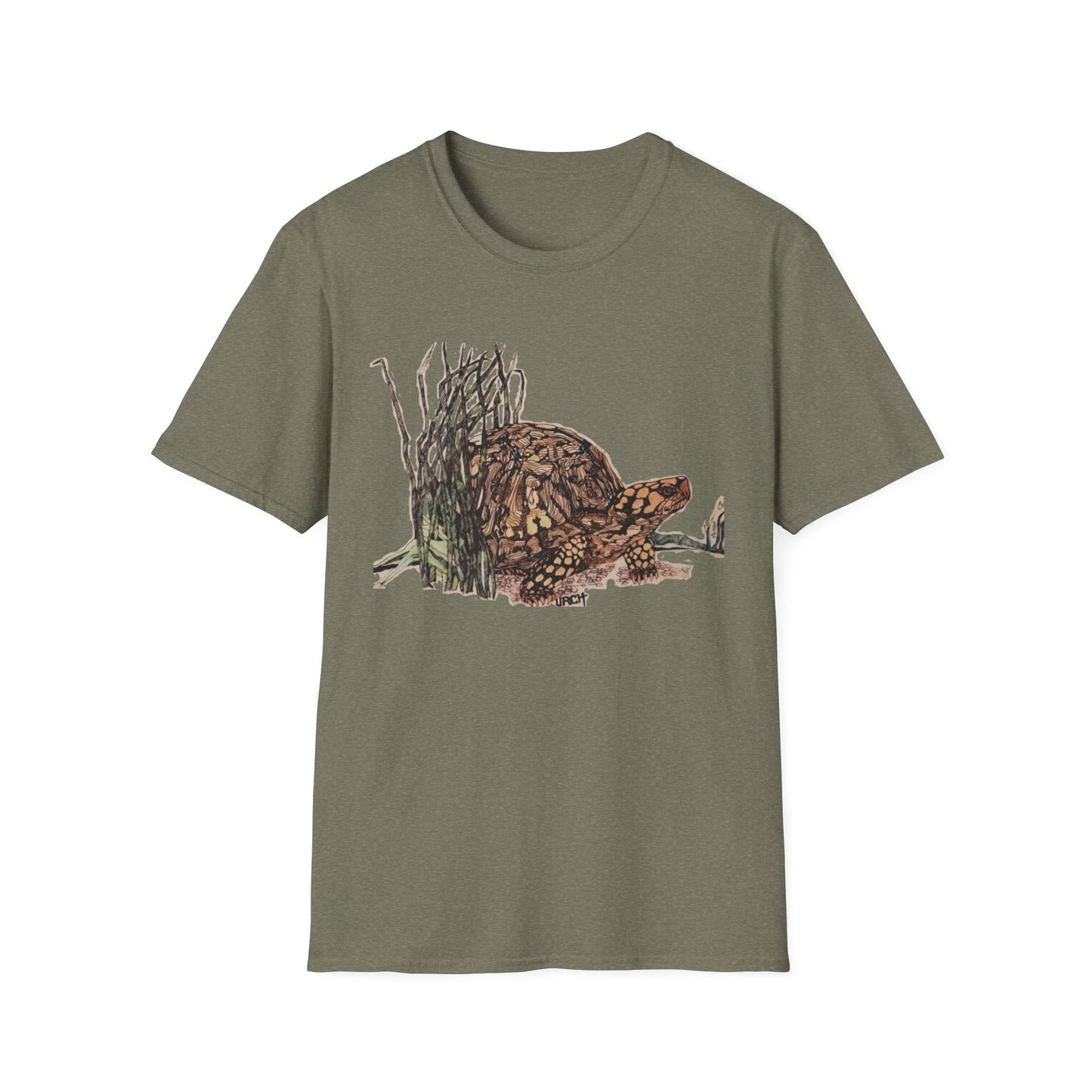 Custom Pen and Ink Artwork, Nature Scene Tee-Shirt - "Turtle Run"