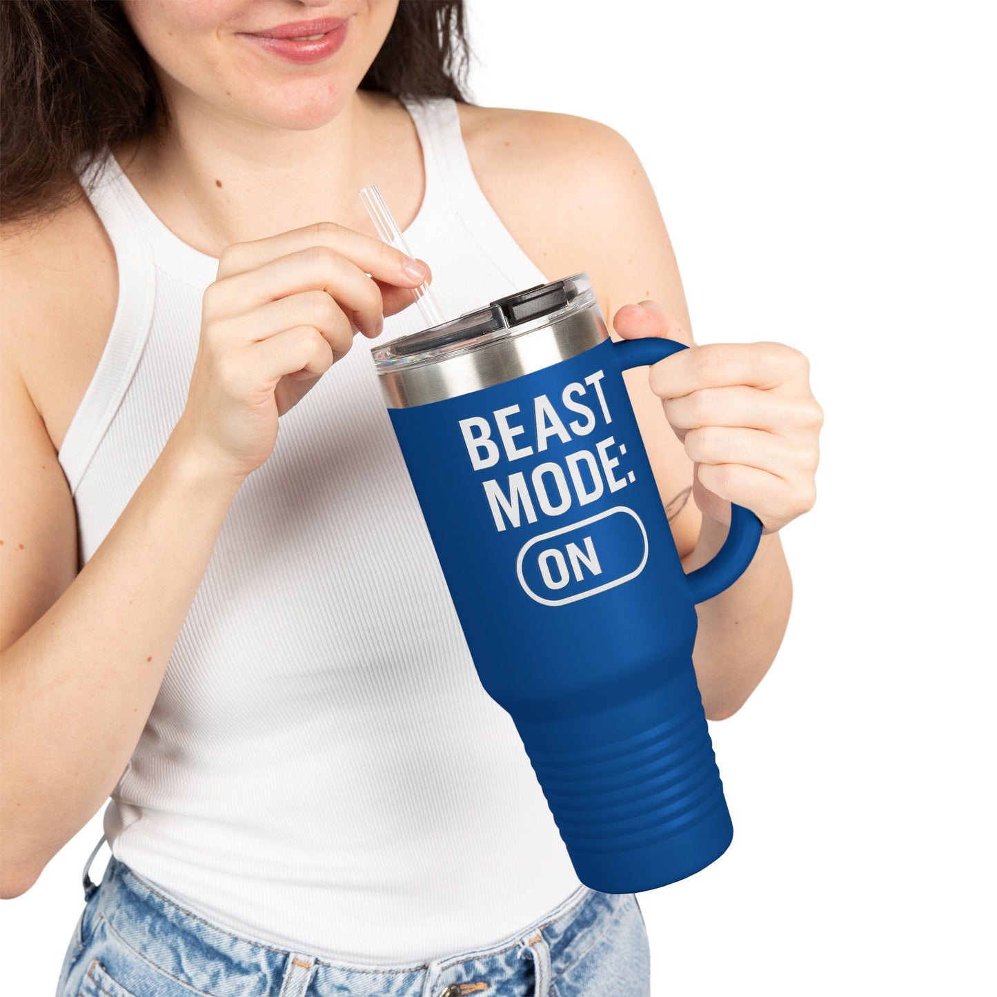 Grit Forge Athletics - Beast Mode Insulated Travel Mug | 40oz Motivational Cup for Gym Lovers, Coffee, Fitness, Sports, Adventure, Gifts