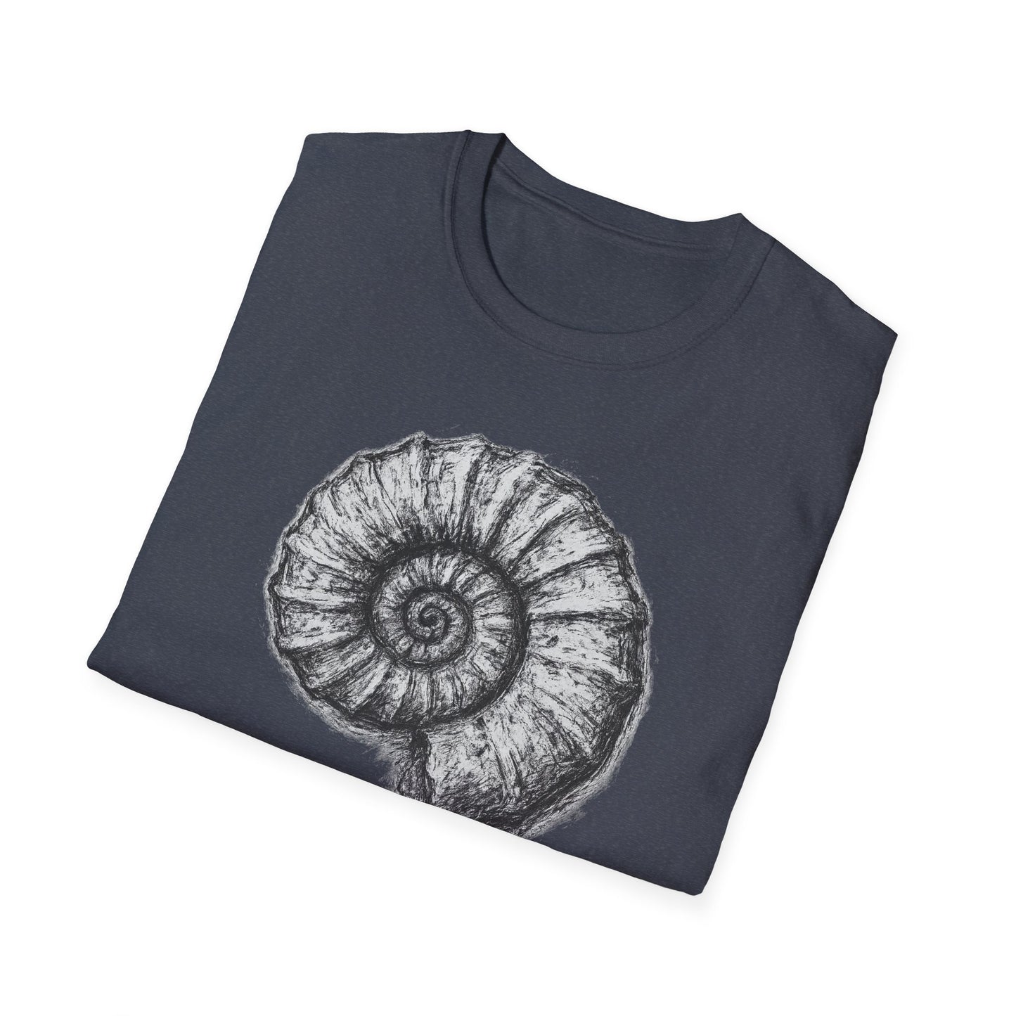 Ammonite Fossil-Inspired Graphic Tee-Shirt