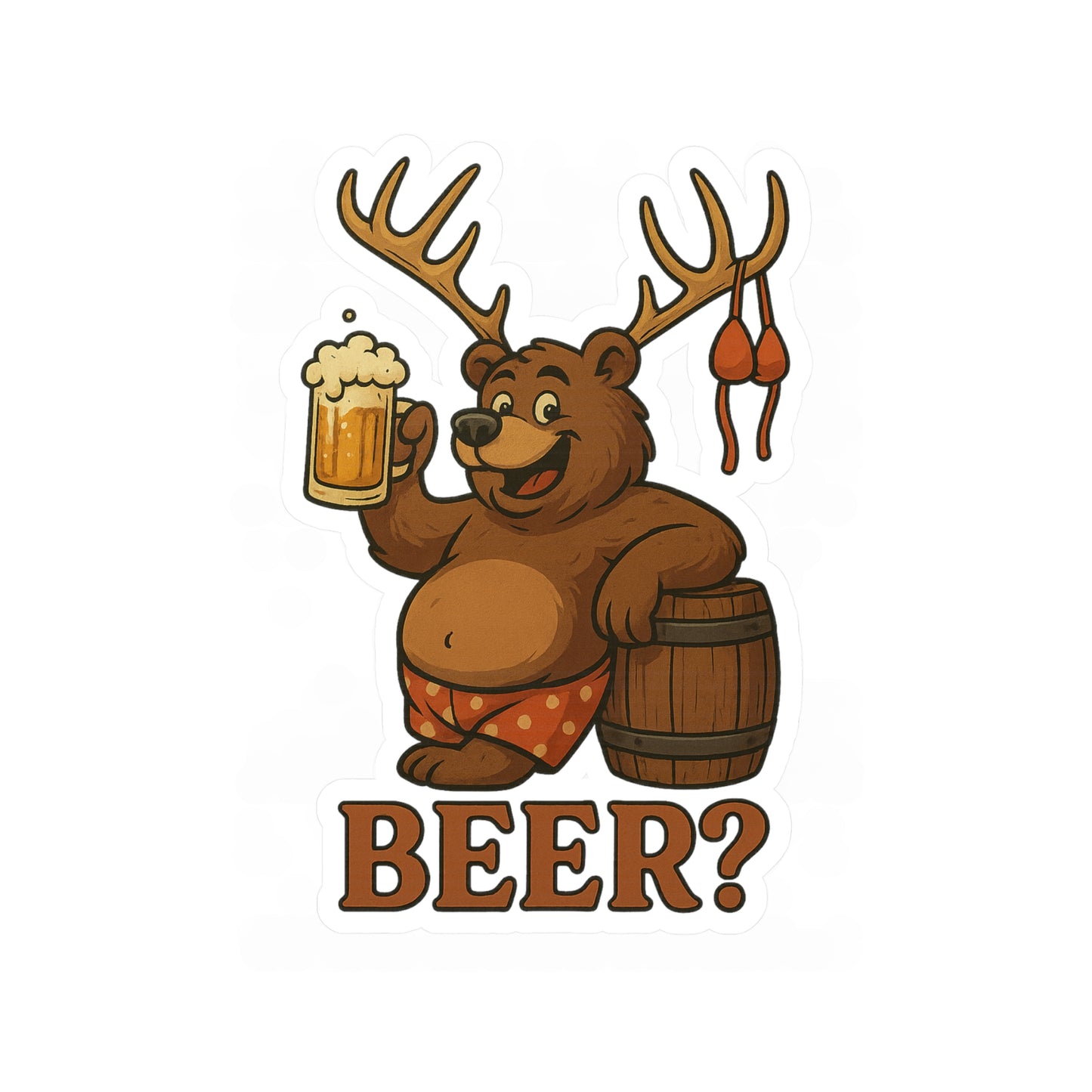 Beer Bear Vinyl Stickers, Fun Laptop Decals, Rustic Home Decor, Unique Party Favors, Hilarious Gift Ideas, Outdoor Adventure Essentials, Bear, Deer, Beer?