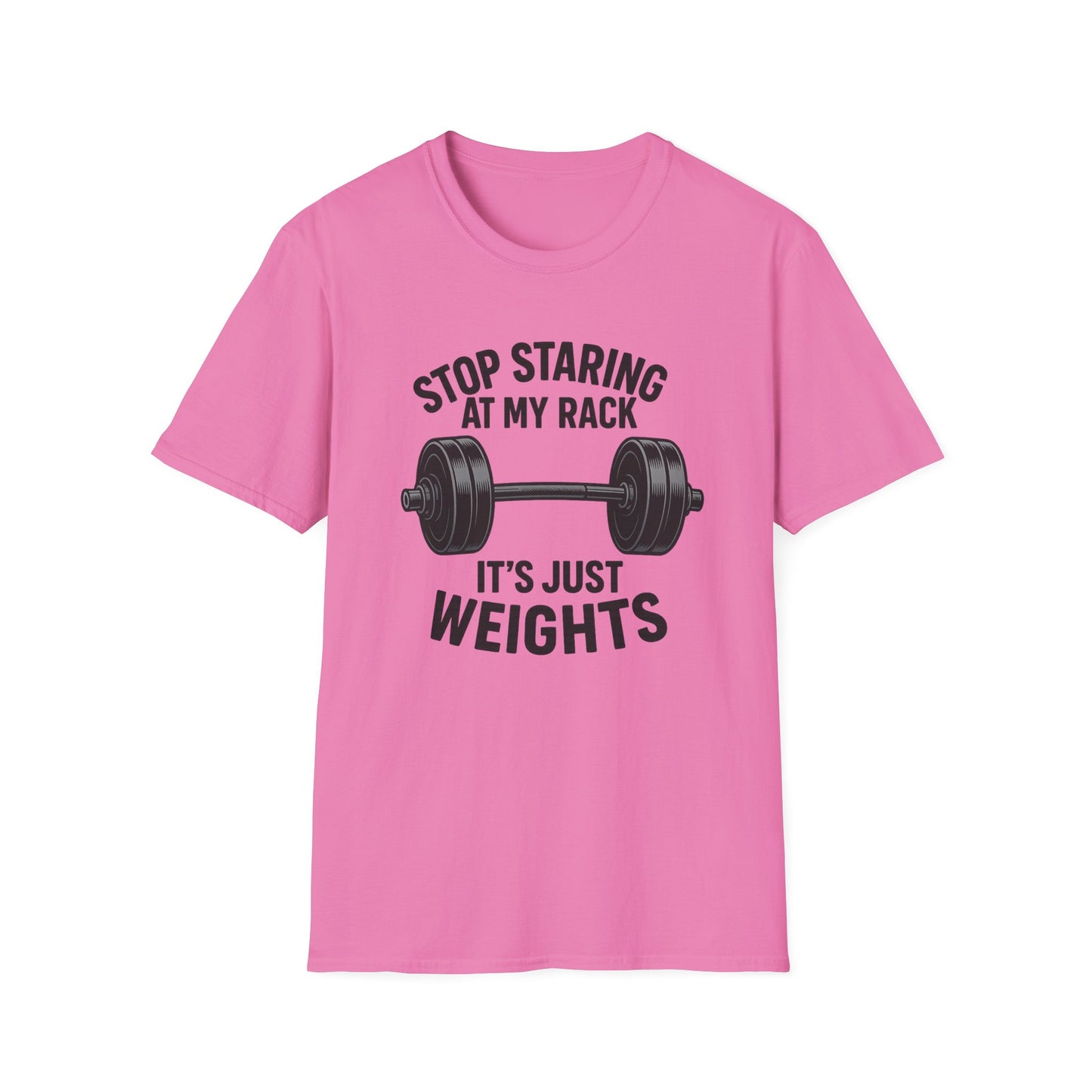 Grit Forge Athletics - "Stop Staring at My Rack" Women's Softstyle Tee-Shirt for Gym Lovers