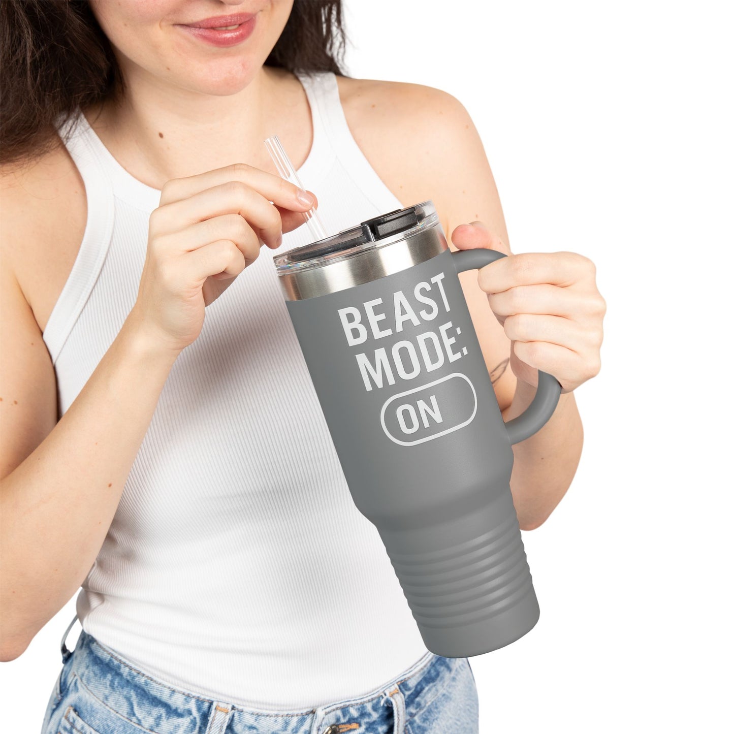 Grit Forge Athletics - Beast Mode Insulated Travel Mug | 40oz Motivational Cup for Gym Lovers, Coffee, Fitness, Sports, Adventure, Gifts