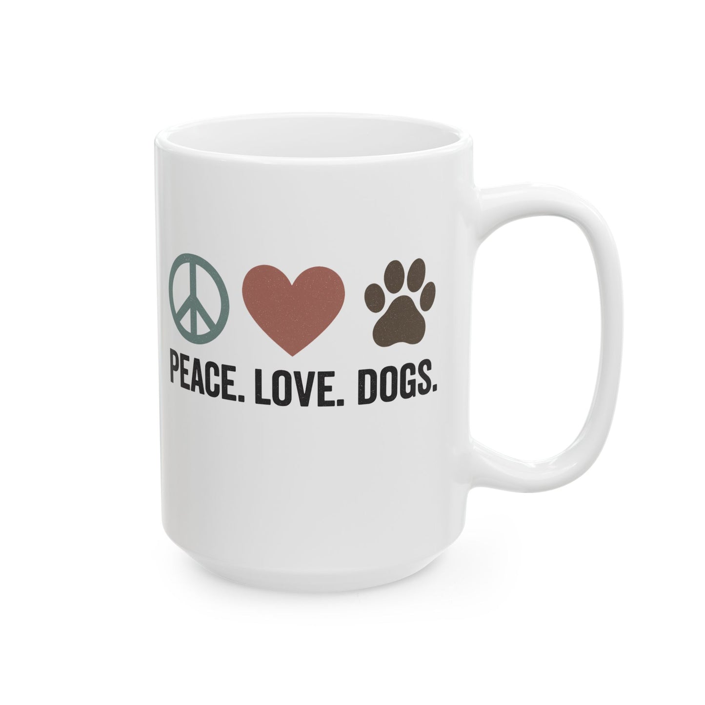 Peace, Love, Dogs Ceramic Mug – Perfect Gift for Dog Lovers, Animal Lovers, Pet Owners, Coffee Enthusiasts, Cozy Mornings