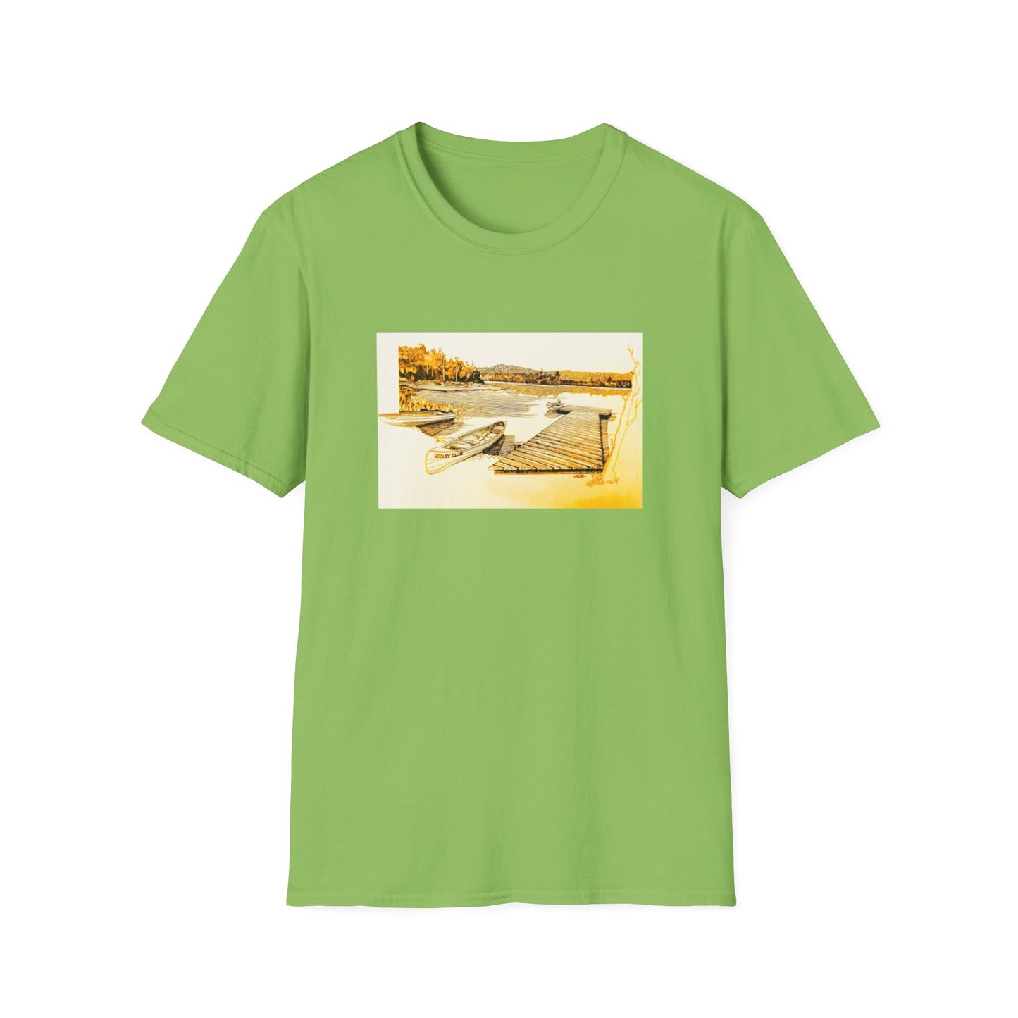 Vintage 1960s Art Tee Shirt - "Adirondack Wooded Fishing Club"
