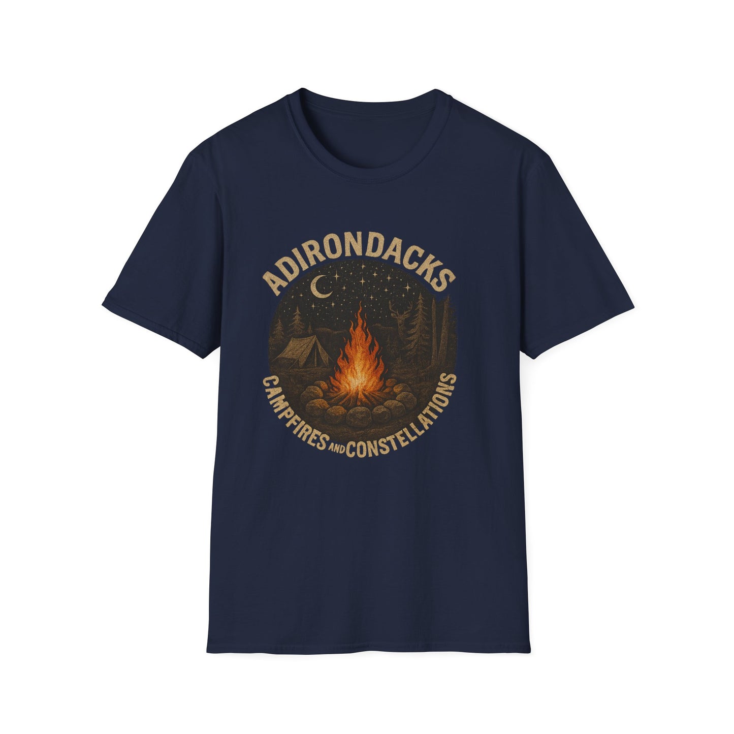 Adirondacks Outdoorsman Softstyle Tee-Shirt - "Campfires and Constellations"