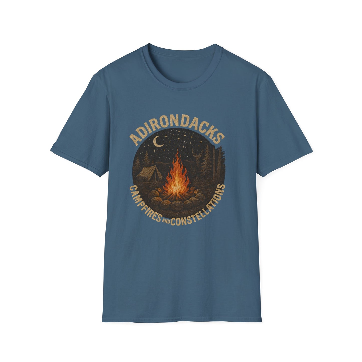 Adirondacks Outdoorsman Softstyle Tee-Shirt - "Campfires and Constellations"
