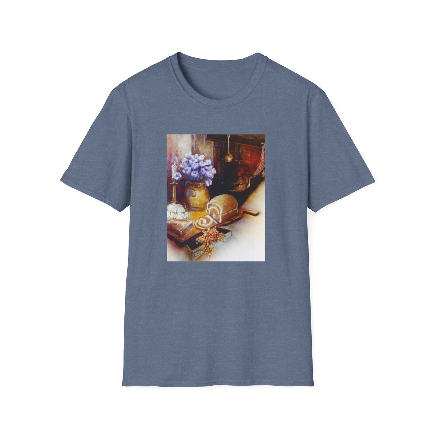 Charming 1960s-Era Original Art Tee Shirt - "Countryside Hearth"