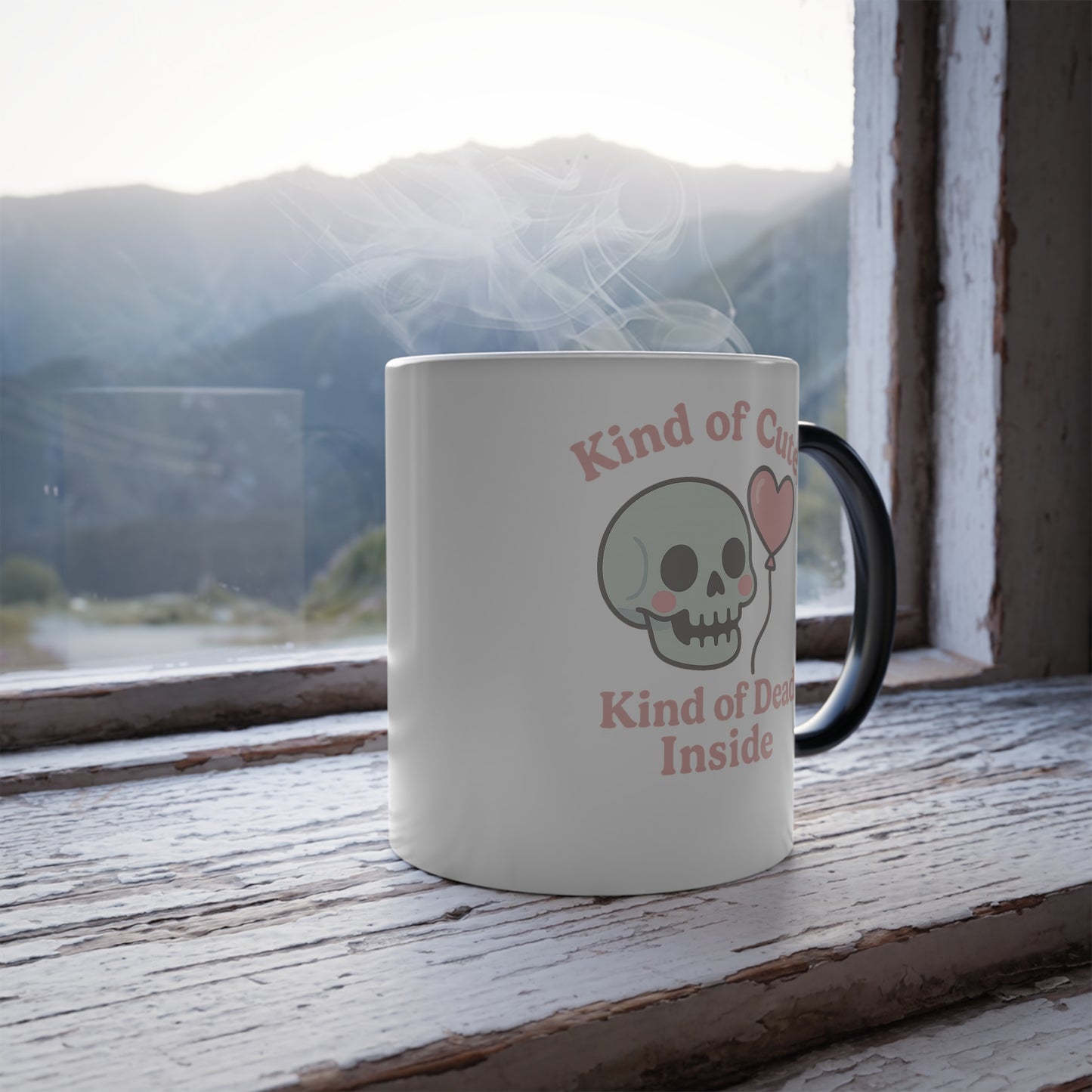 Kinda Cute, Kinda Dead Inside - Cute Color Morphing Mug for Gifts, Fun Coffee Cup, Unique Drinkware, Kawaii Character Mug, Perfect for Valentine's Day, Birthday