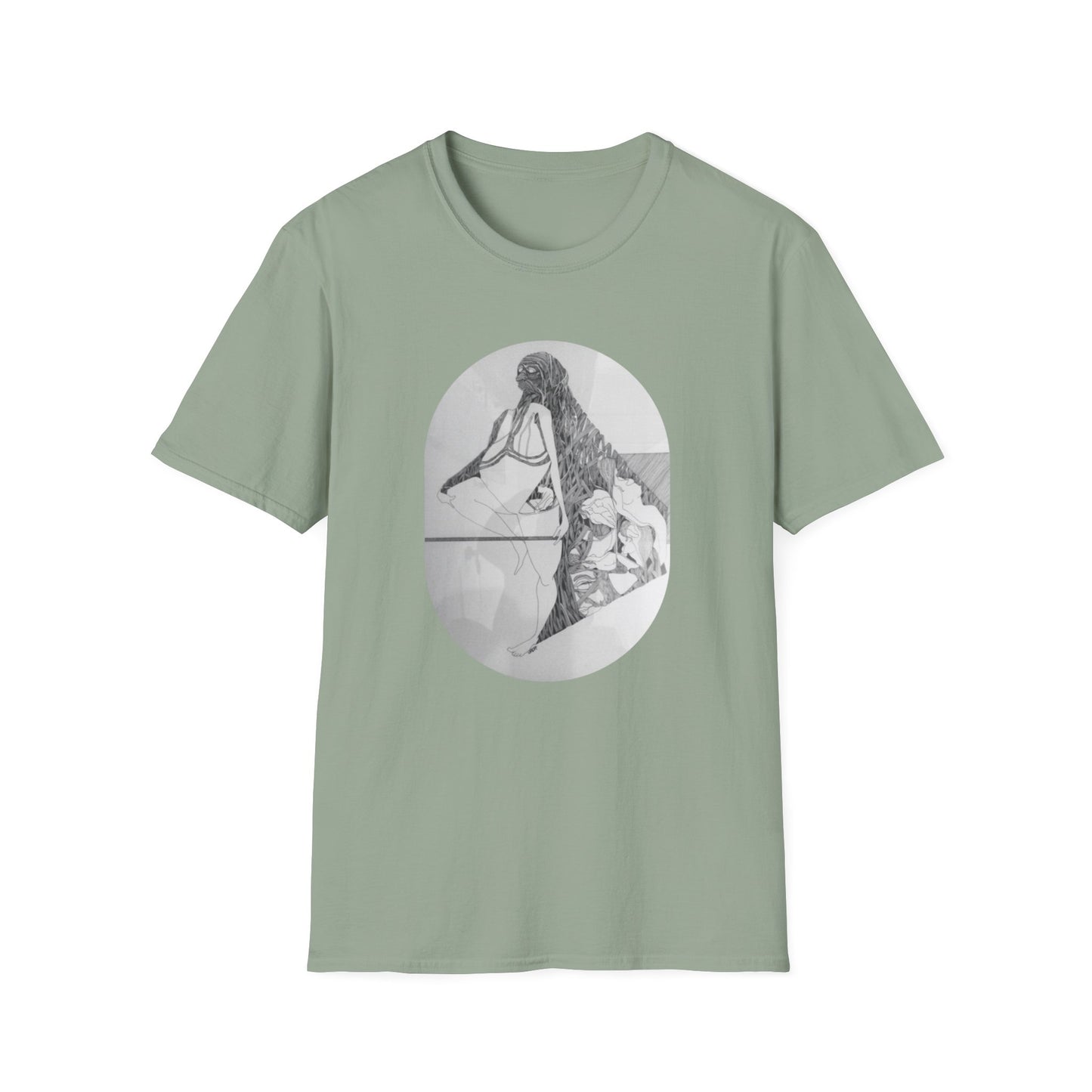 Creative and Whimsical 1960s Pen and Ink Art Tee- "Runes of Regret"