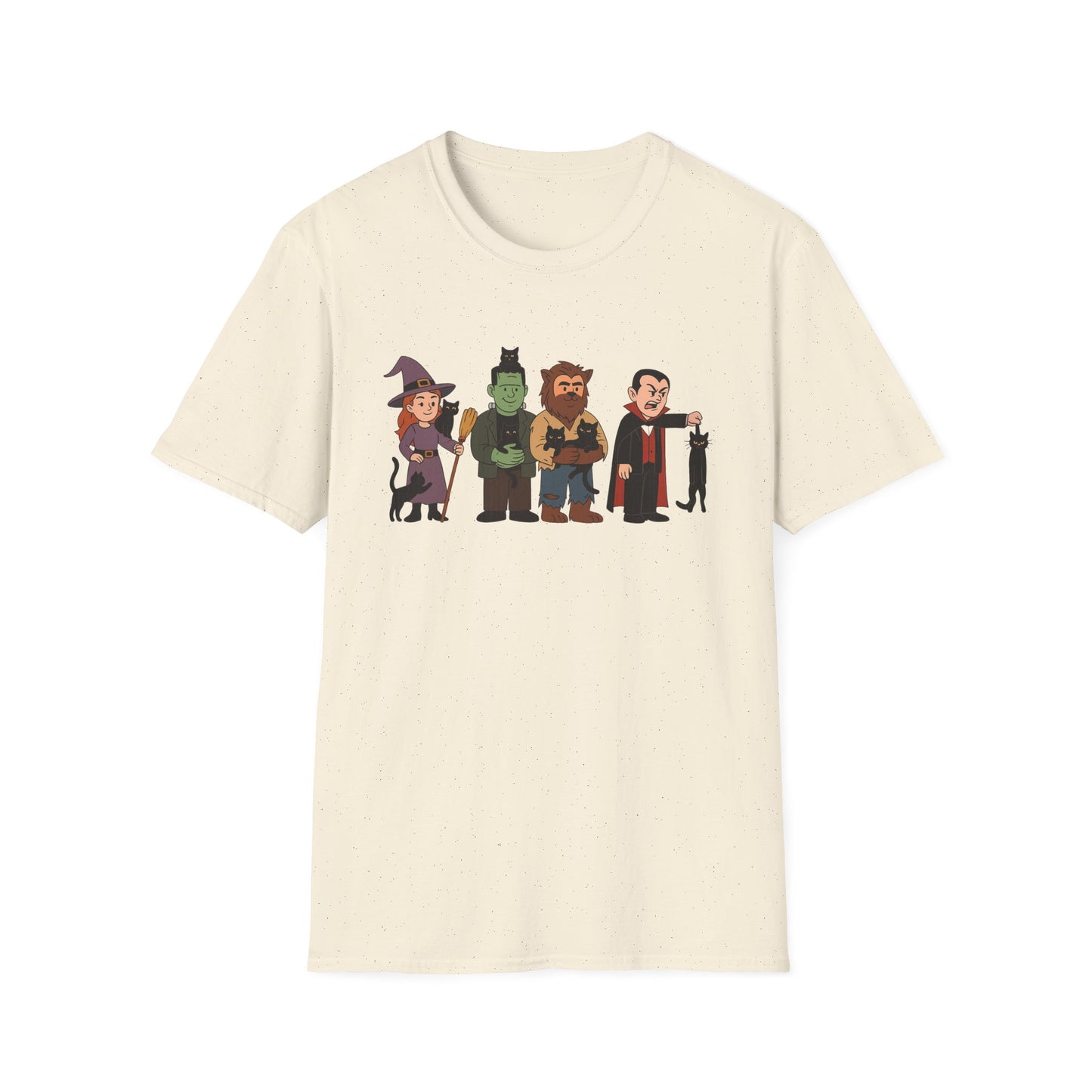 Playful Monsters Holding Cats Halloween Casual Tee-Shirt