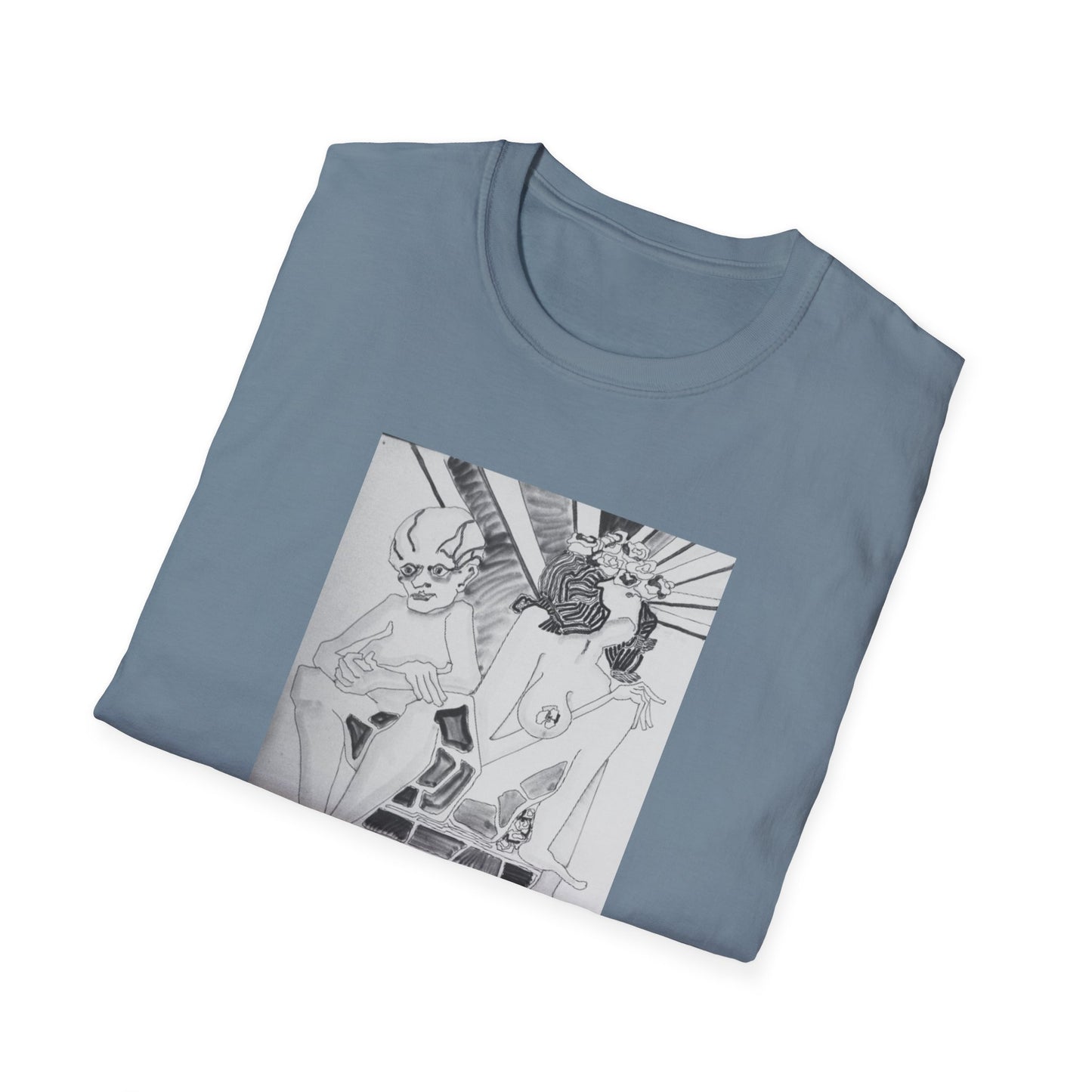 Authentic 1960s Pen and Ink Graphic Tee-Shirt - "Quest for a Smile"