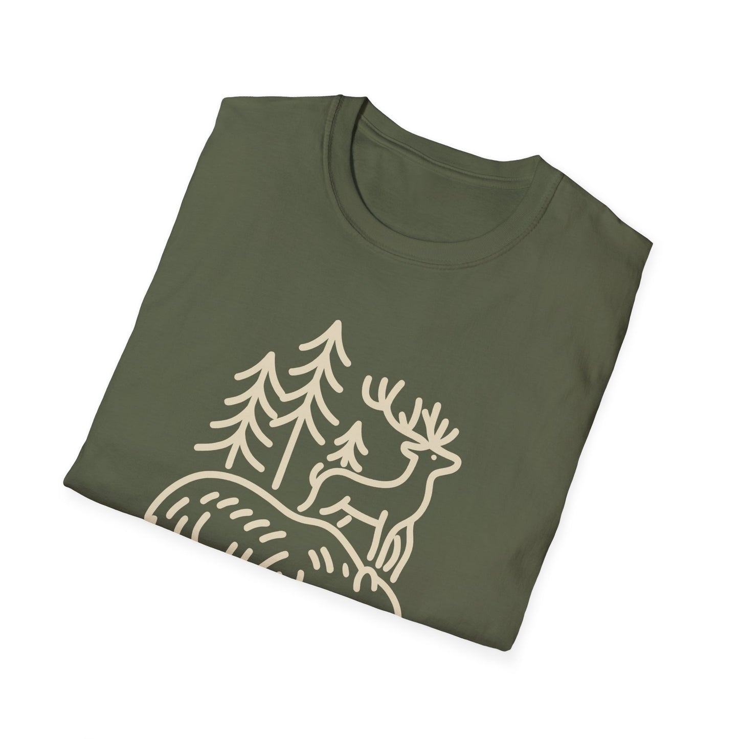 Deer, Bear, Nature, Hiking Wild Animal Graphic Tee for Outdoor Lovers