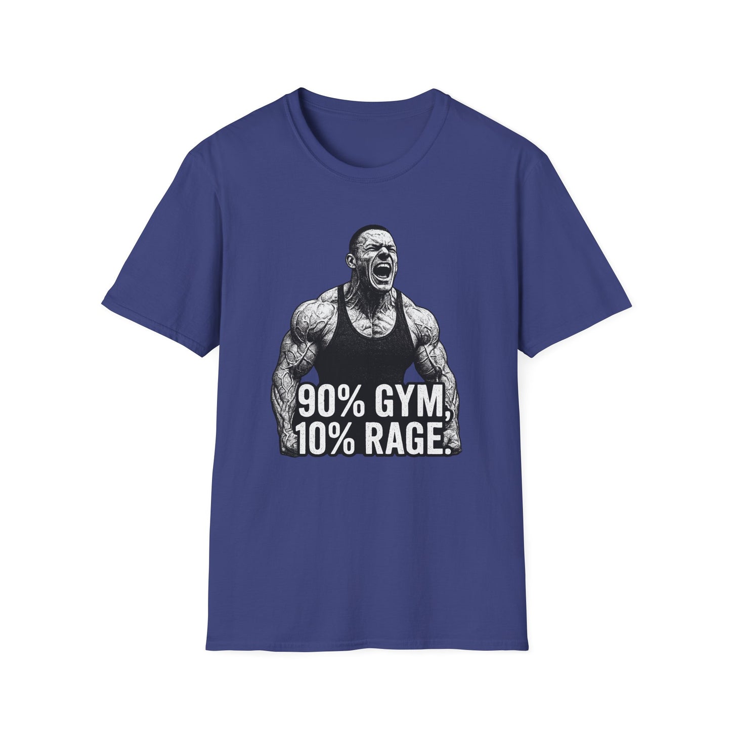 Grit Forge Athletics - "90% Gym, 10% Rage" Men's Bodybuilding Tee-Shirt